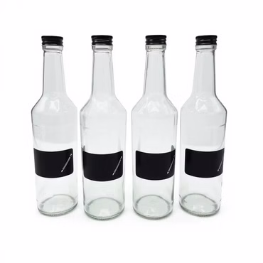 4 Glasflaschen 350ml mit Schraubverschluss & Beschriftungsfeld DIY Selbstgemacht