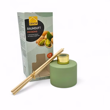 DEKOR Raumduft Pistachio 100 ml Set mit 6 Stäbchen Edler Duft Diffuser in Grün