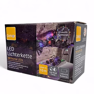 Dekor LED Lichter kette 10m Dual Timer 100 Party bunte LEDs 8 Leucht funktionen