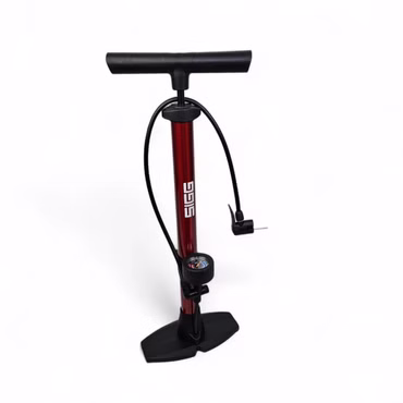 SIGG Standfußpumpe mit Manometer Luftpumpe für Fahrrad, Auto & Ballventile Rot
