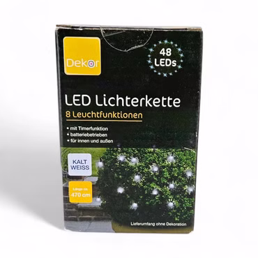 Dekor LED Lichter kette 48 LEDs kaltweiß 8 Funktionen Timer batteriebetrieben