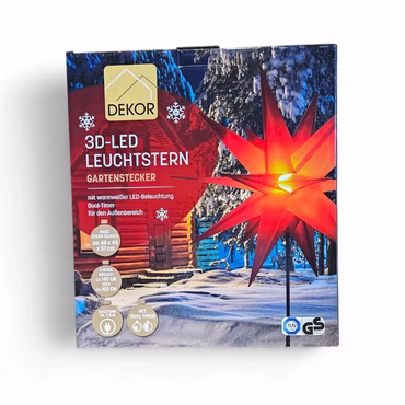 3D LED Leuchtstern Garten stecker Außen Deko Warmweiß Timer IP44