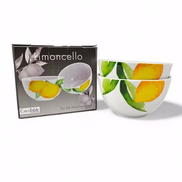 Creatable Limoncello Müsli schalen 2er Set Porzellan mit Zitronenmotiv Suppe