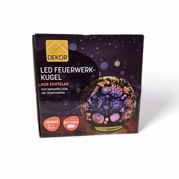 LED Feuerwerk Kugel aus Echtglas mit Timerfunktion Kaltweiß inkl. Batterien