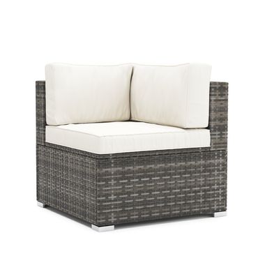 Eckteil Rattanlounge KRETA grau/weiss