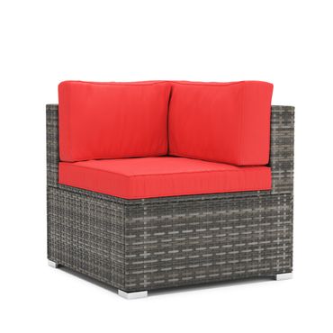 Eckteil Rattanlounge KRETA grau/rot