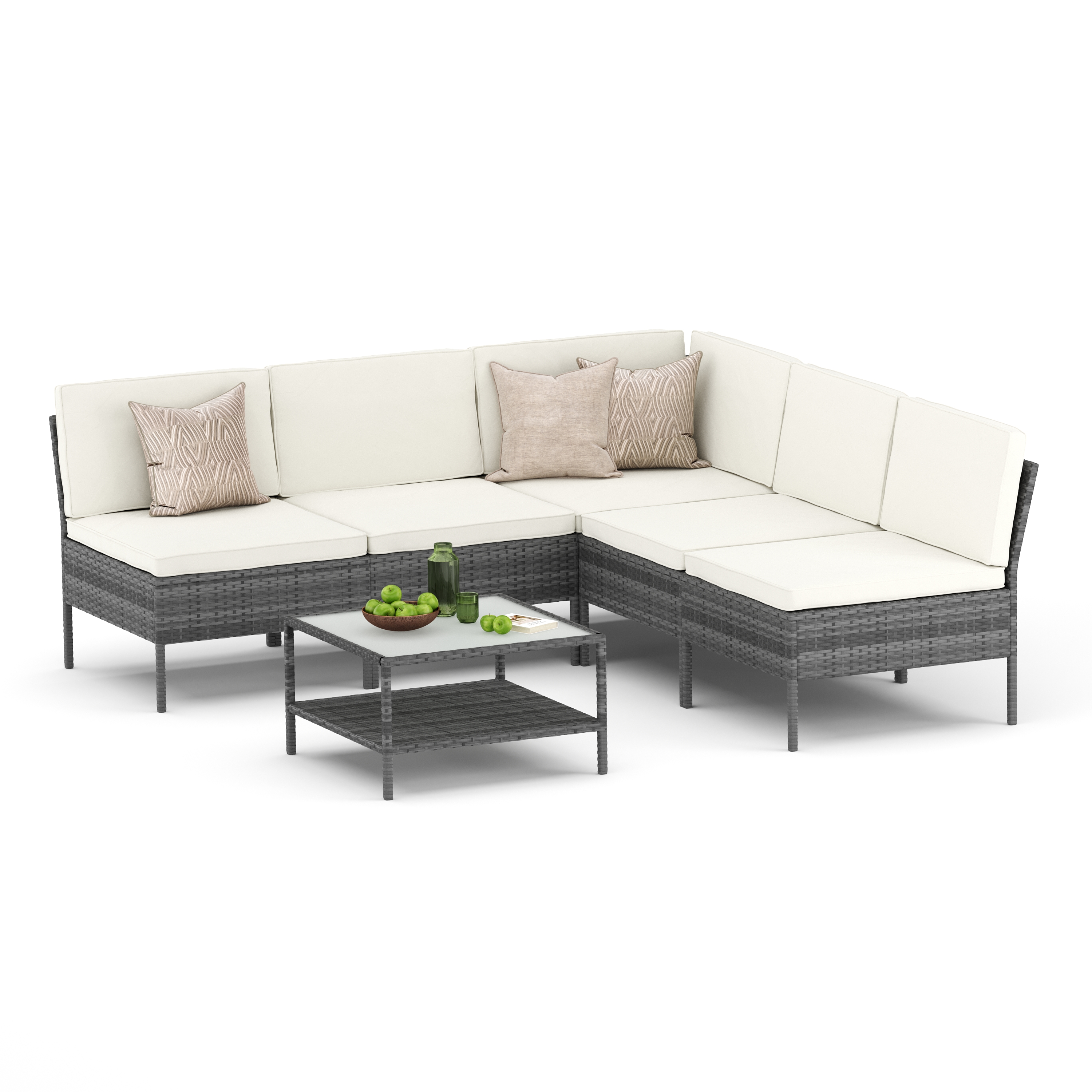 Rattanlounge RIVERA grau/beige