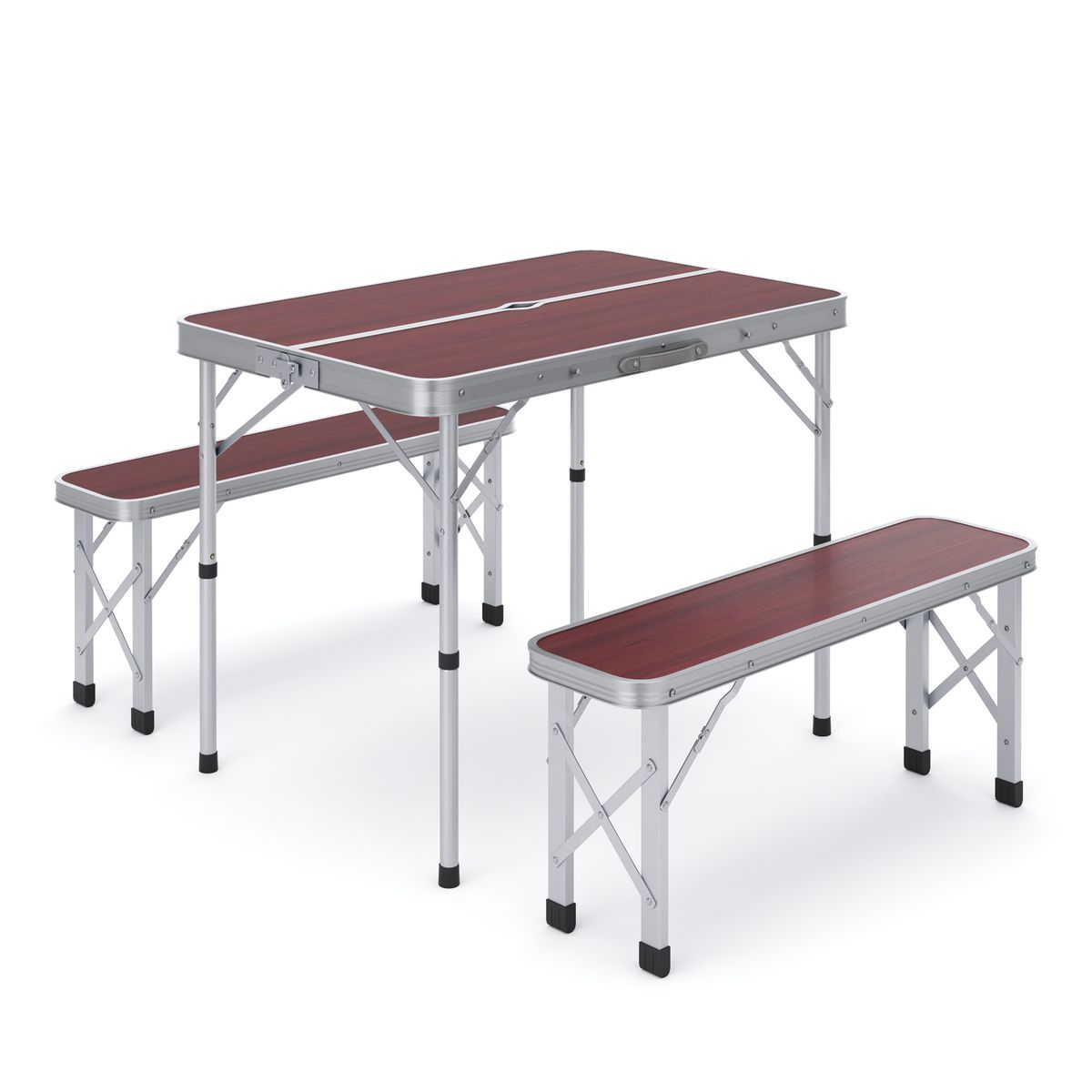 SNZ Table De Camping Pliable Avec 2 Tabourets - 48x48 Cm Avec Porte-Gobelets - Léger Et Portable Avec Sac De Transport
