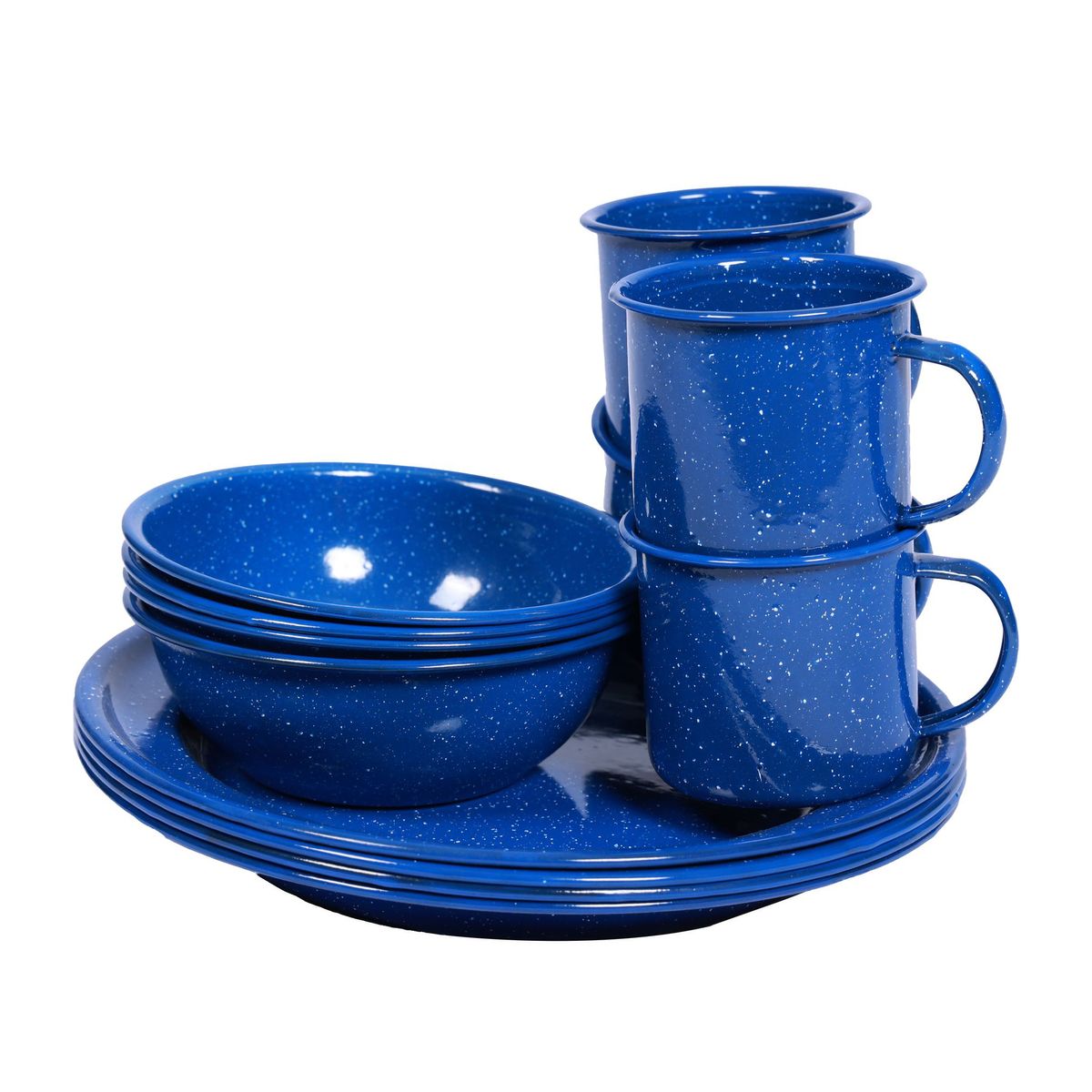 Camping tableware enamel 12 pcs blue Online Shop Gonser Sicher