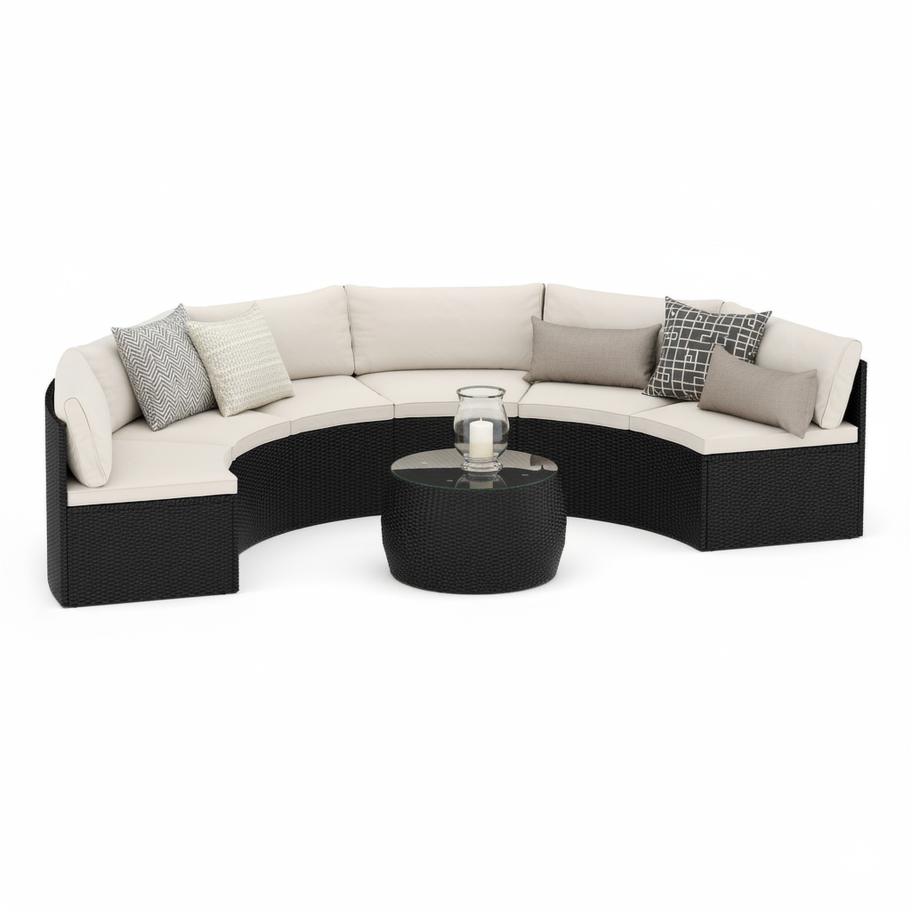 Rattanlounge SEASIDE schwarz/weiss