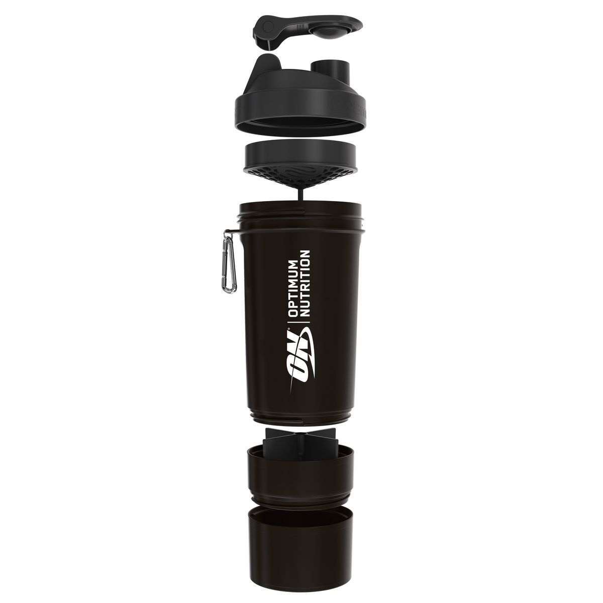 Protein shaker with powder compartment 600 ml black Online Shop