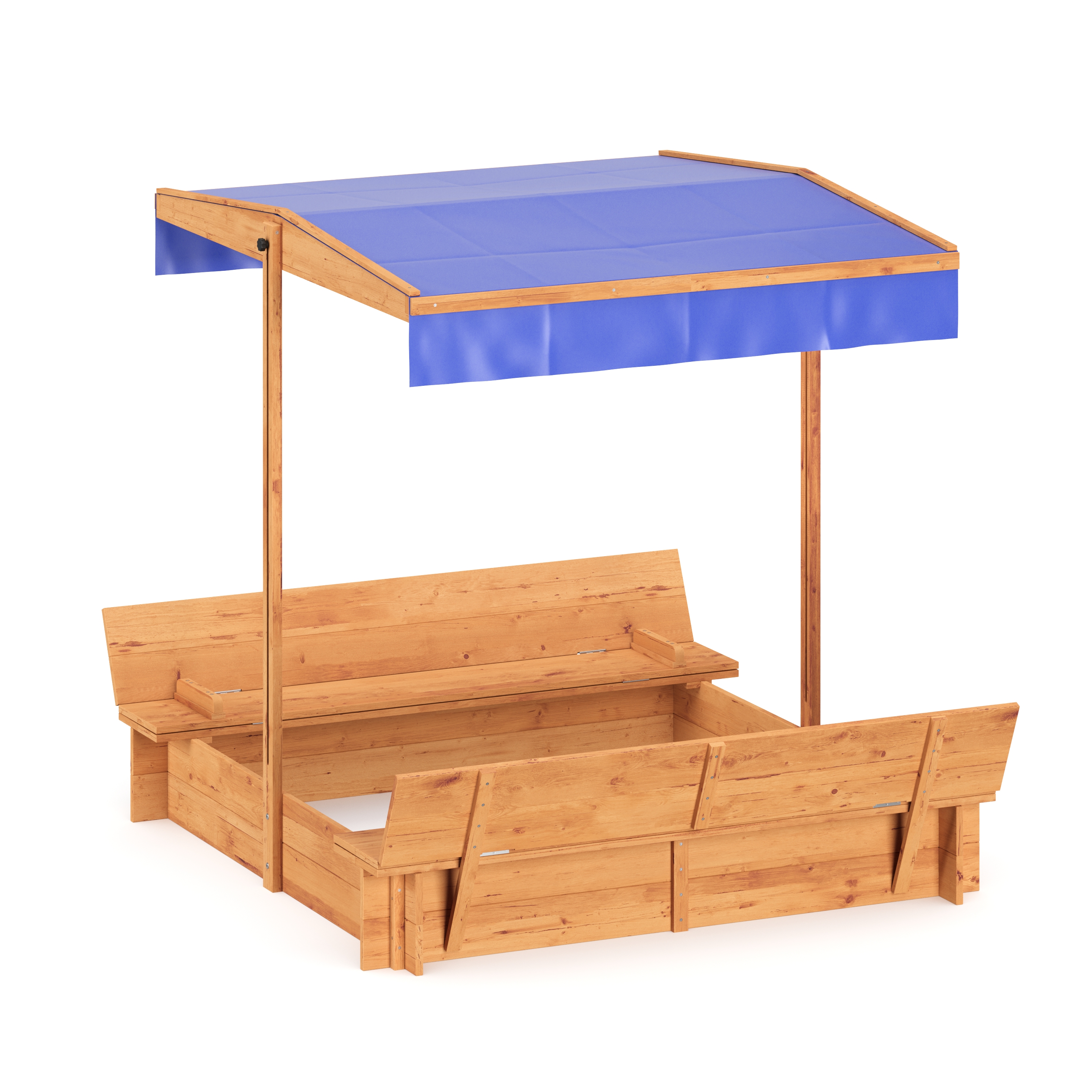 Image of Sandkasten mit Schwenkdach und Sitzbänken