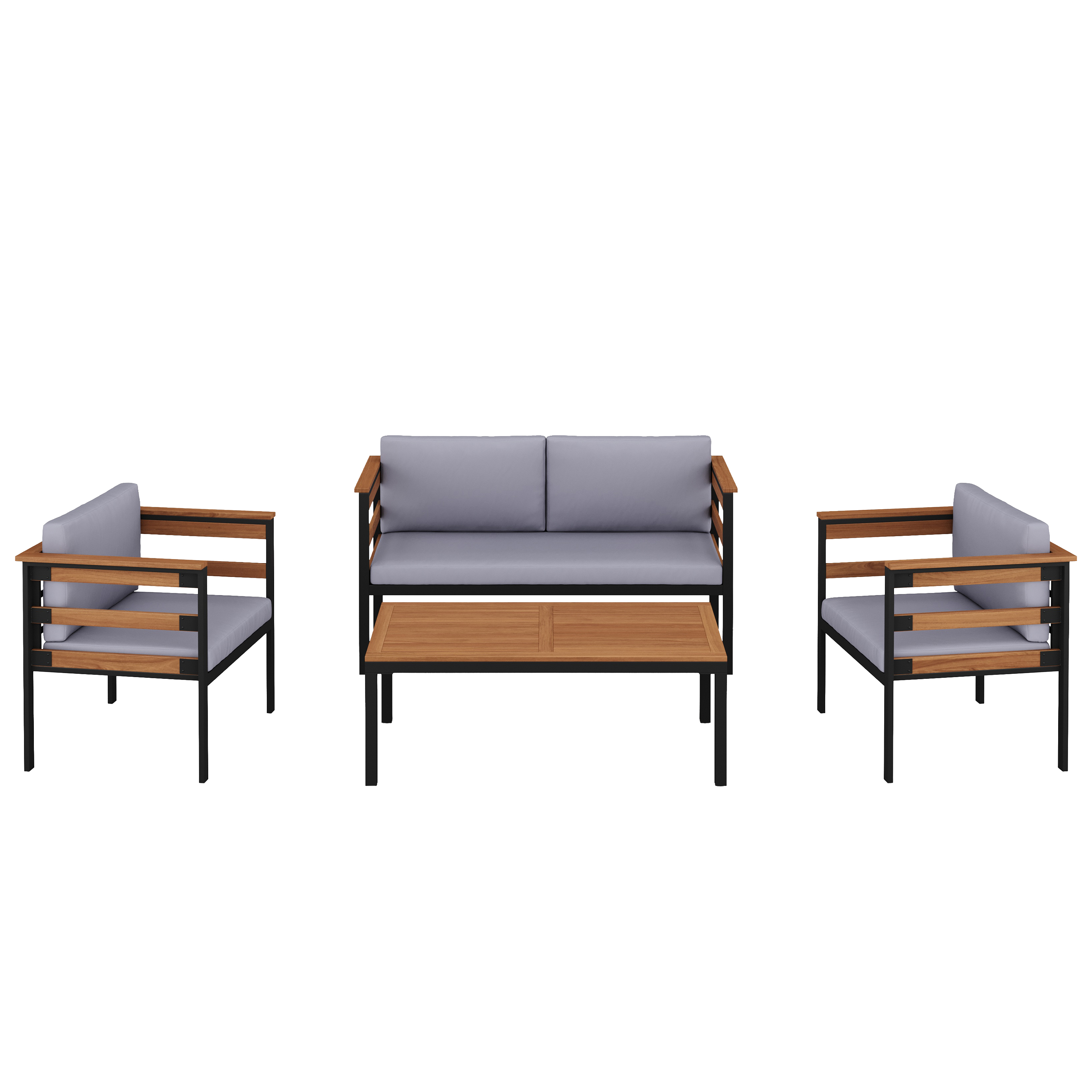Lounge Holz MARLA schwarz/natur/grau