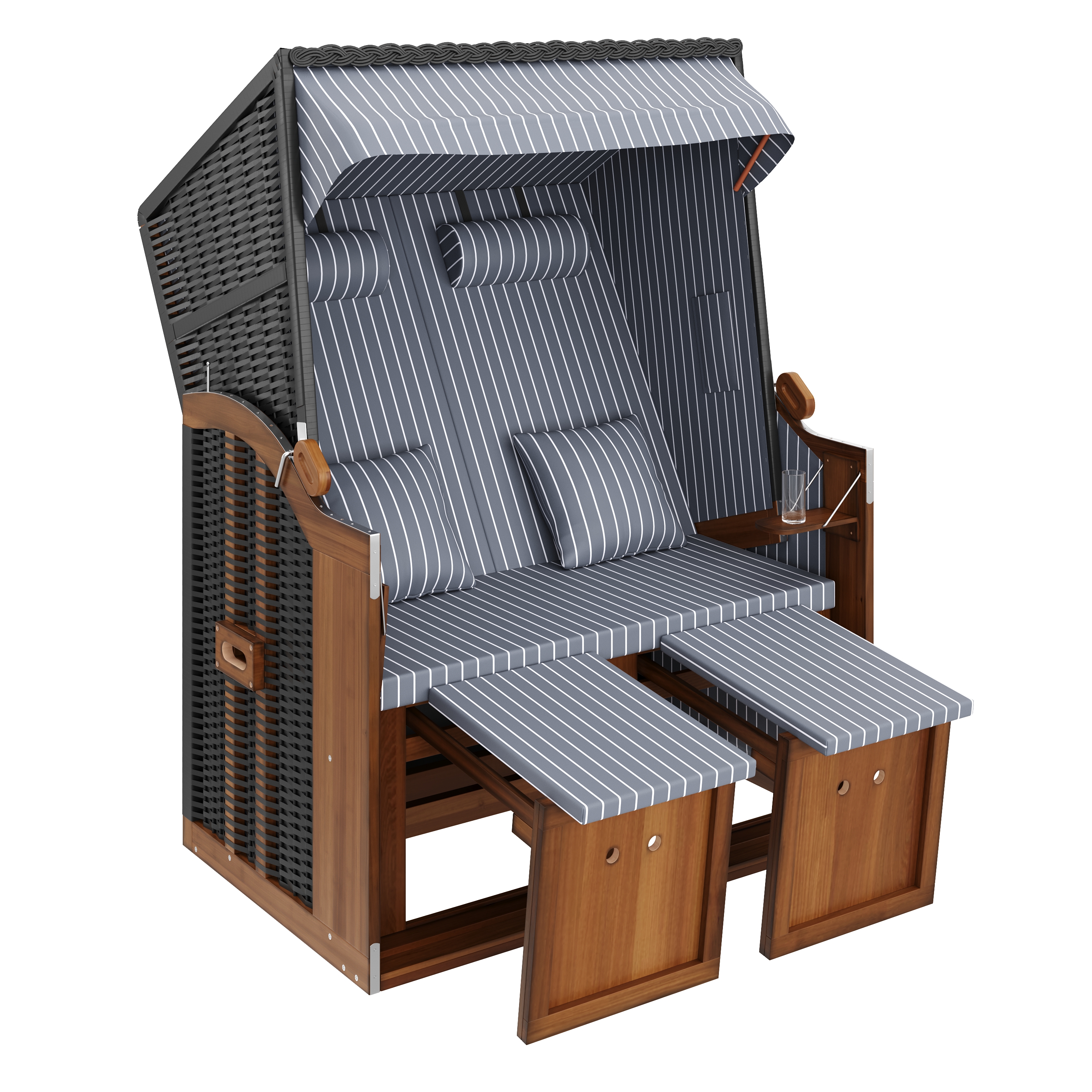 Strandkorb grau/weiss