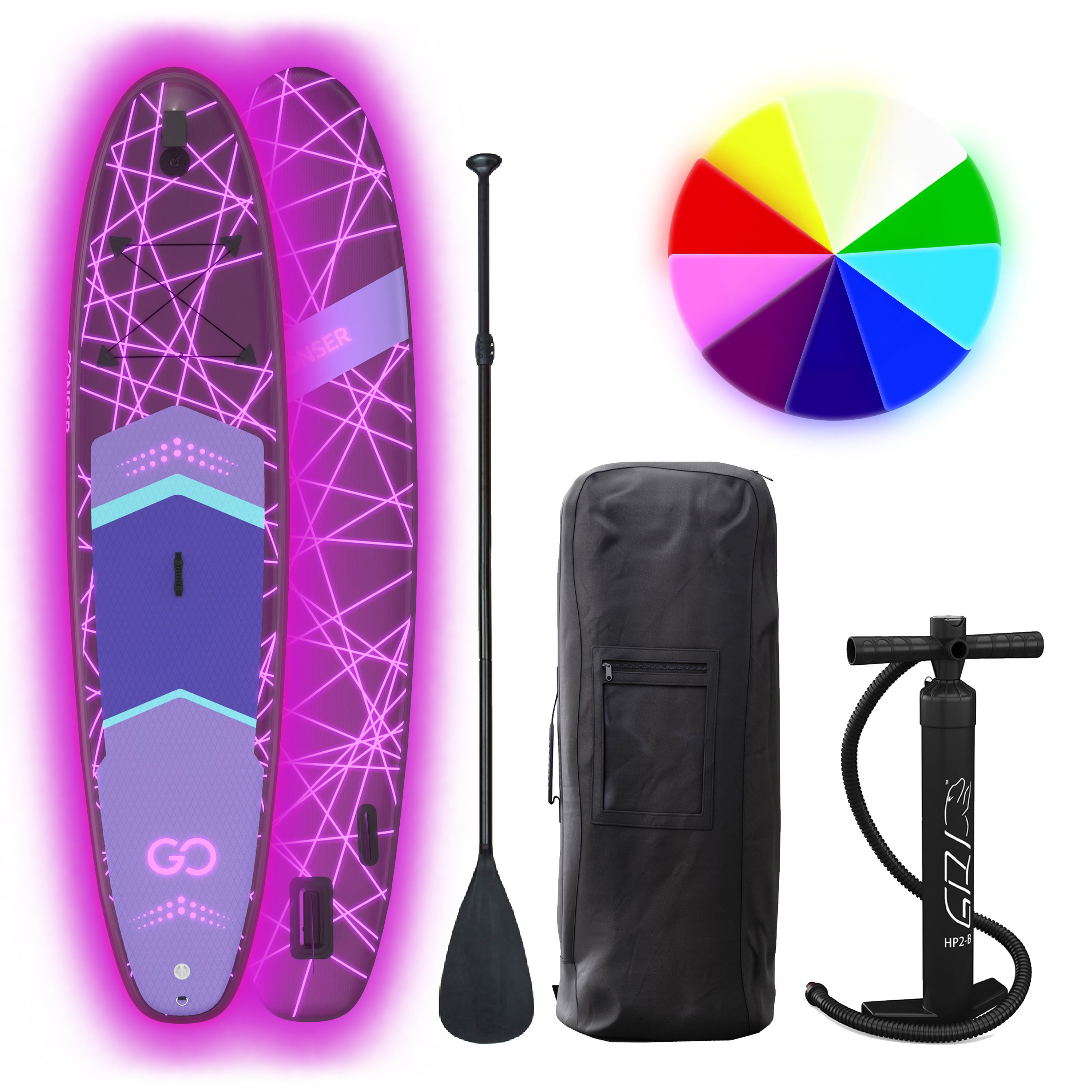 LED Stand Up Paddle LASER 320 cm violett