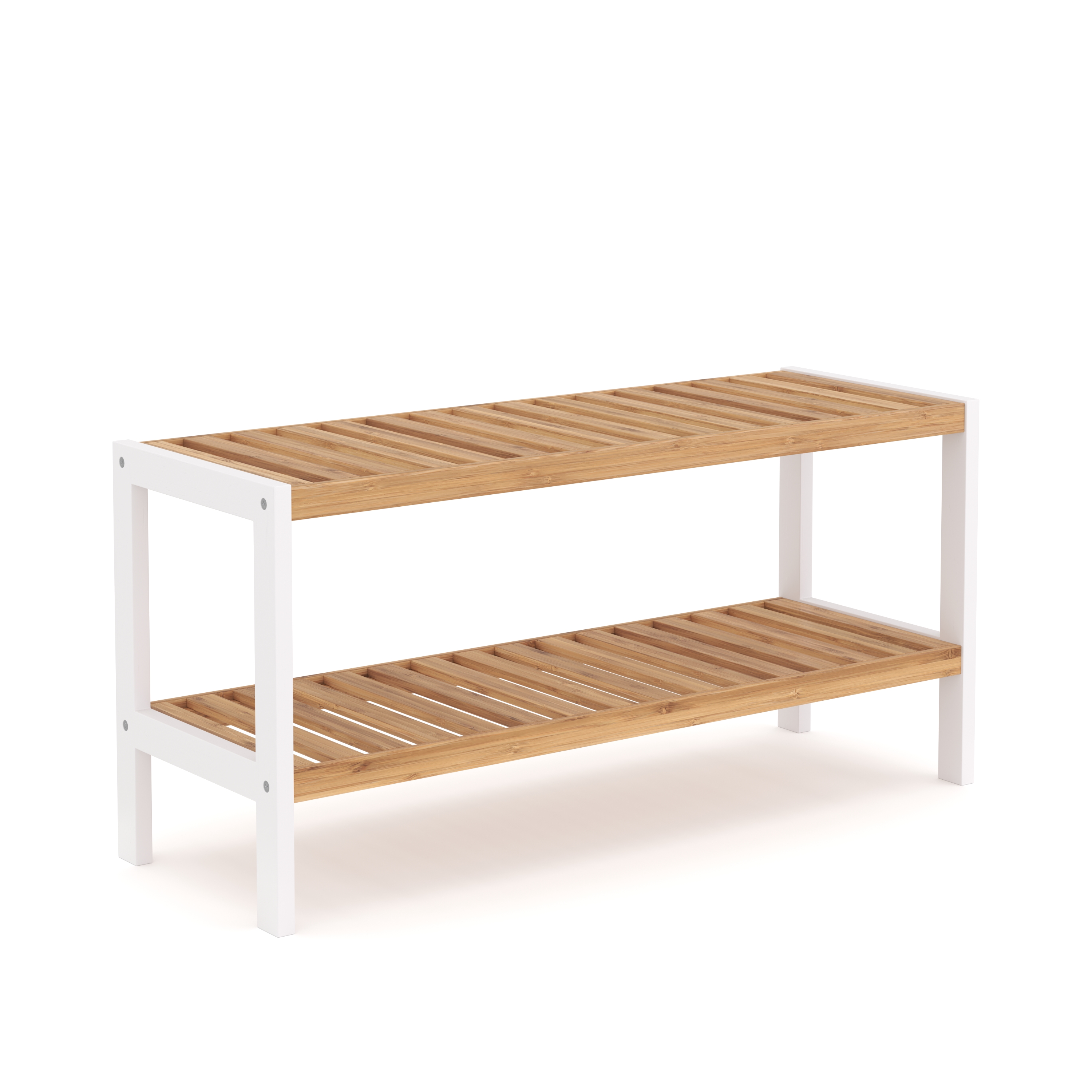 Schuhregal Bambus 2 Tablare 70 x 24 x 33 cm natur/weiss