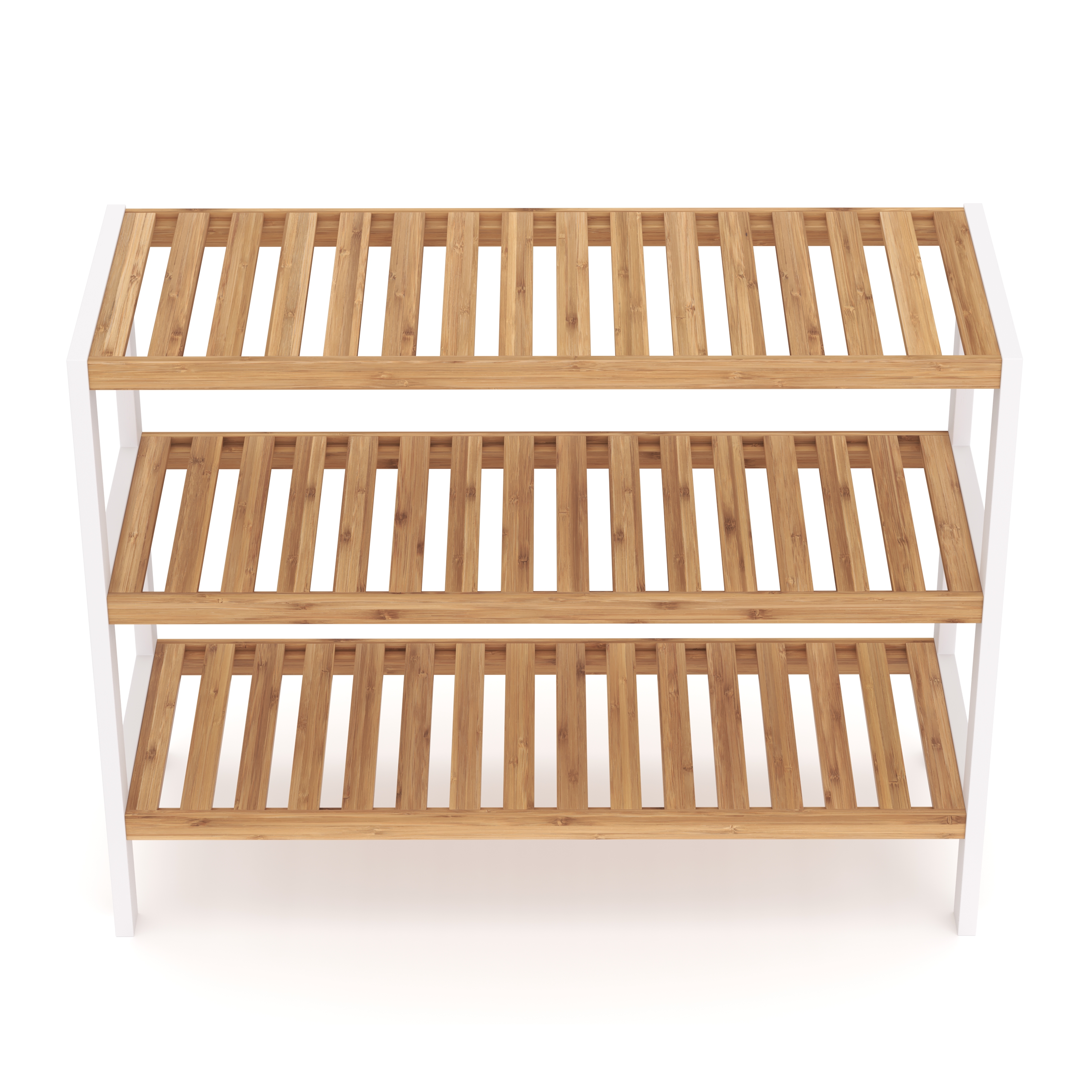 Schuhregal Bambus 3 Tablare 70 x 24 x 54 cm natur/weiss | GONSER.CH