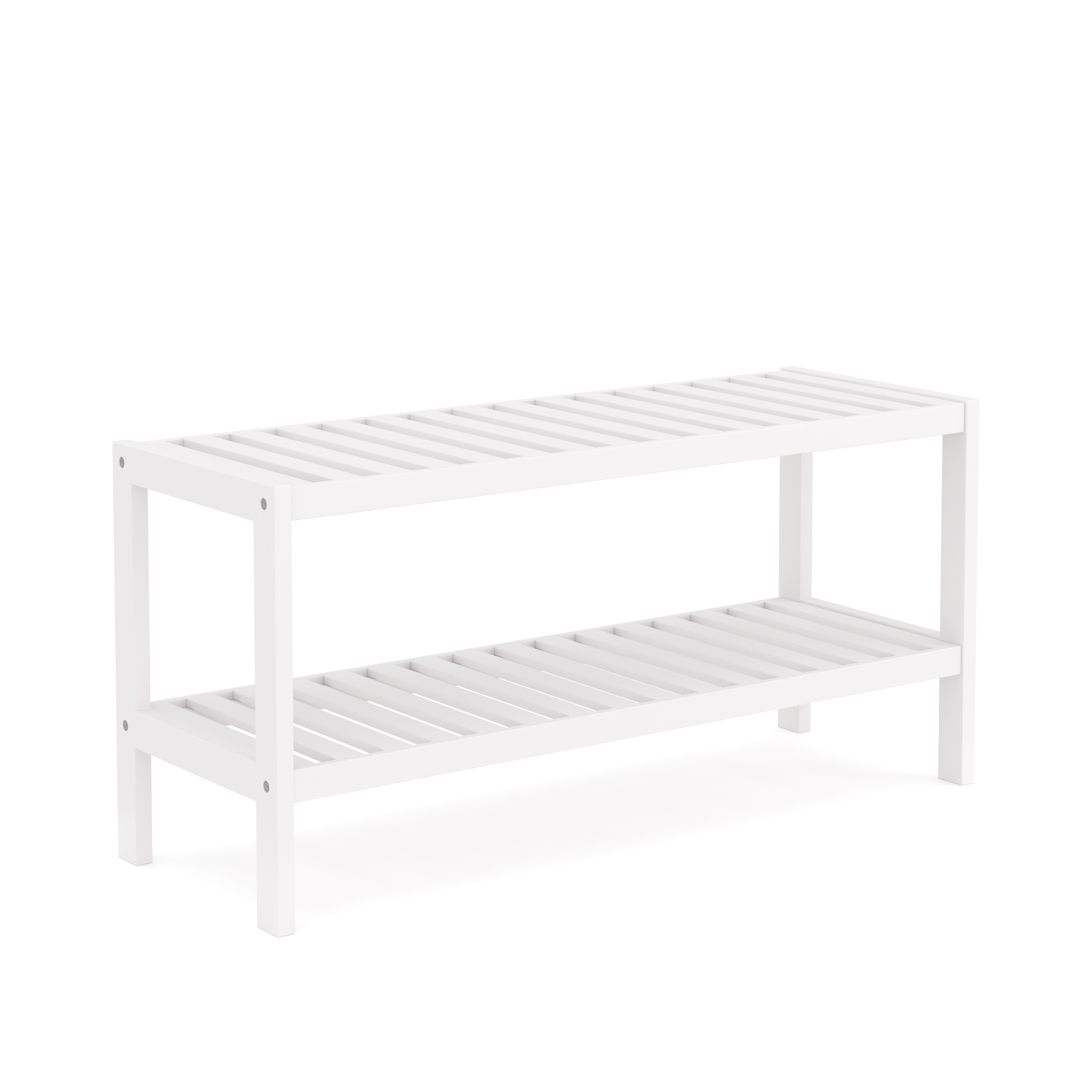 Schuhregal Bambus 2 Tablare 70 x 26 x 33 cm weiss