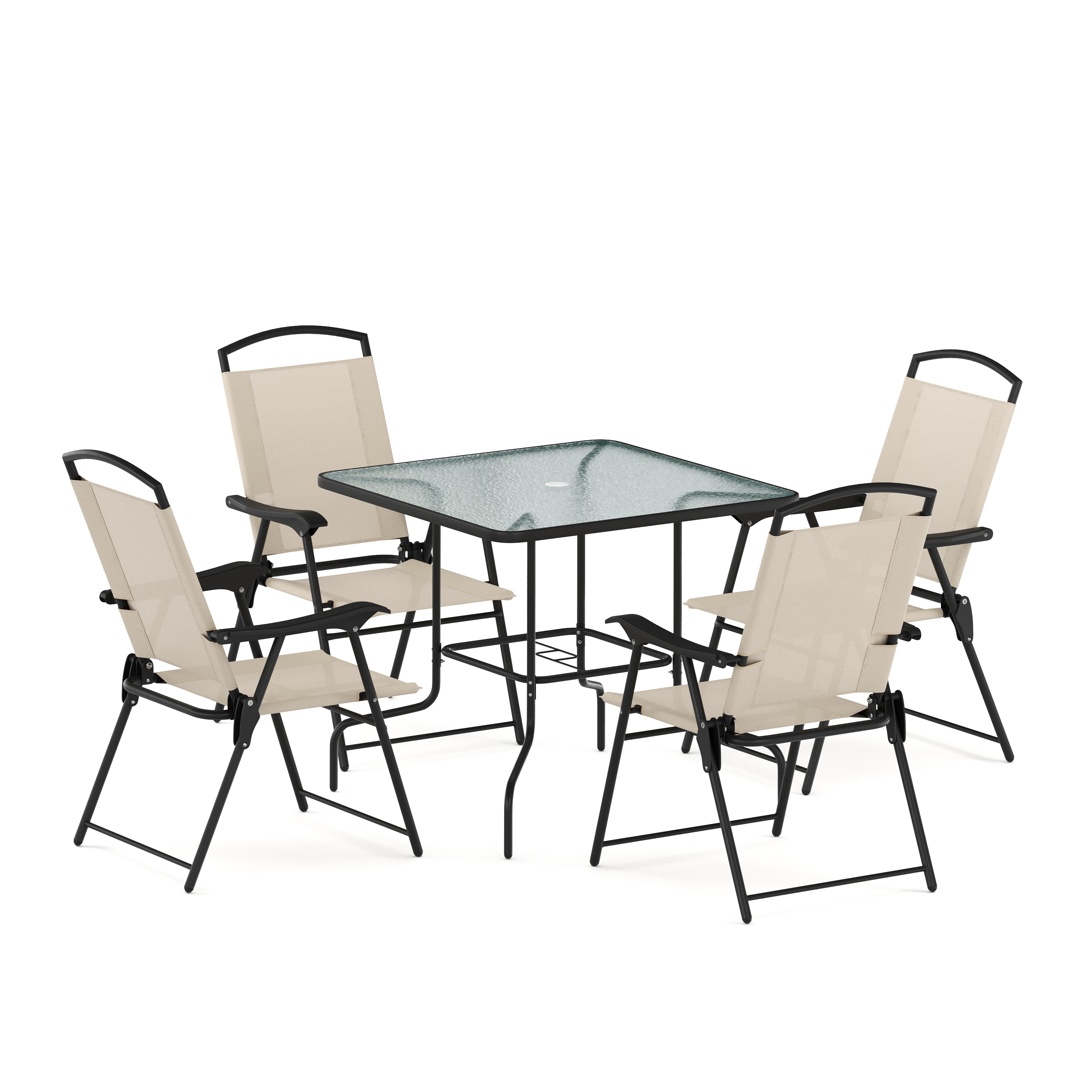 Gartenmöbel Set SILVANO mit Schirmloch beige/schwarz