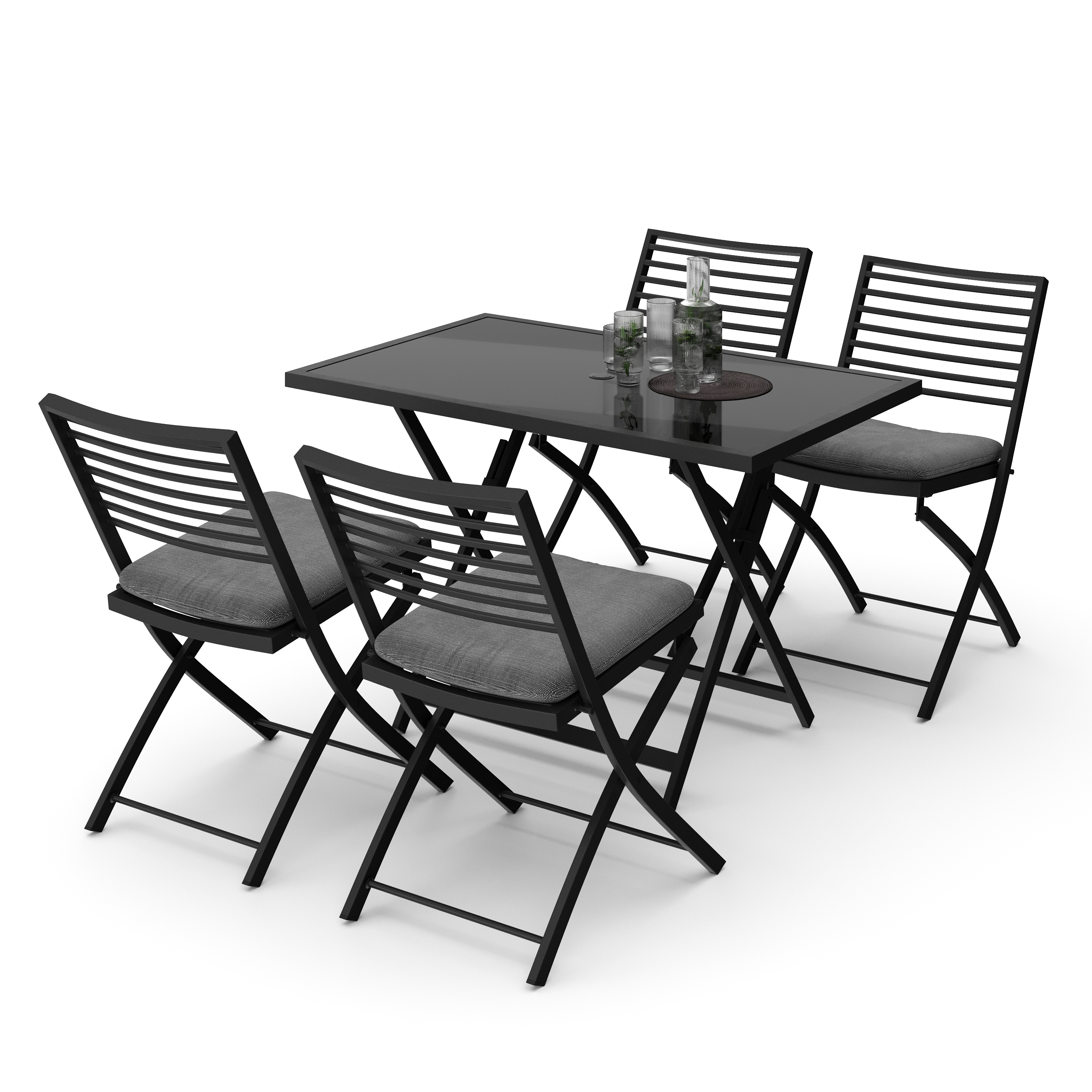 Gartenmöbel Set FABRICE mit Schirmloch schwarz