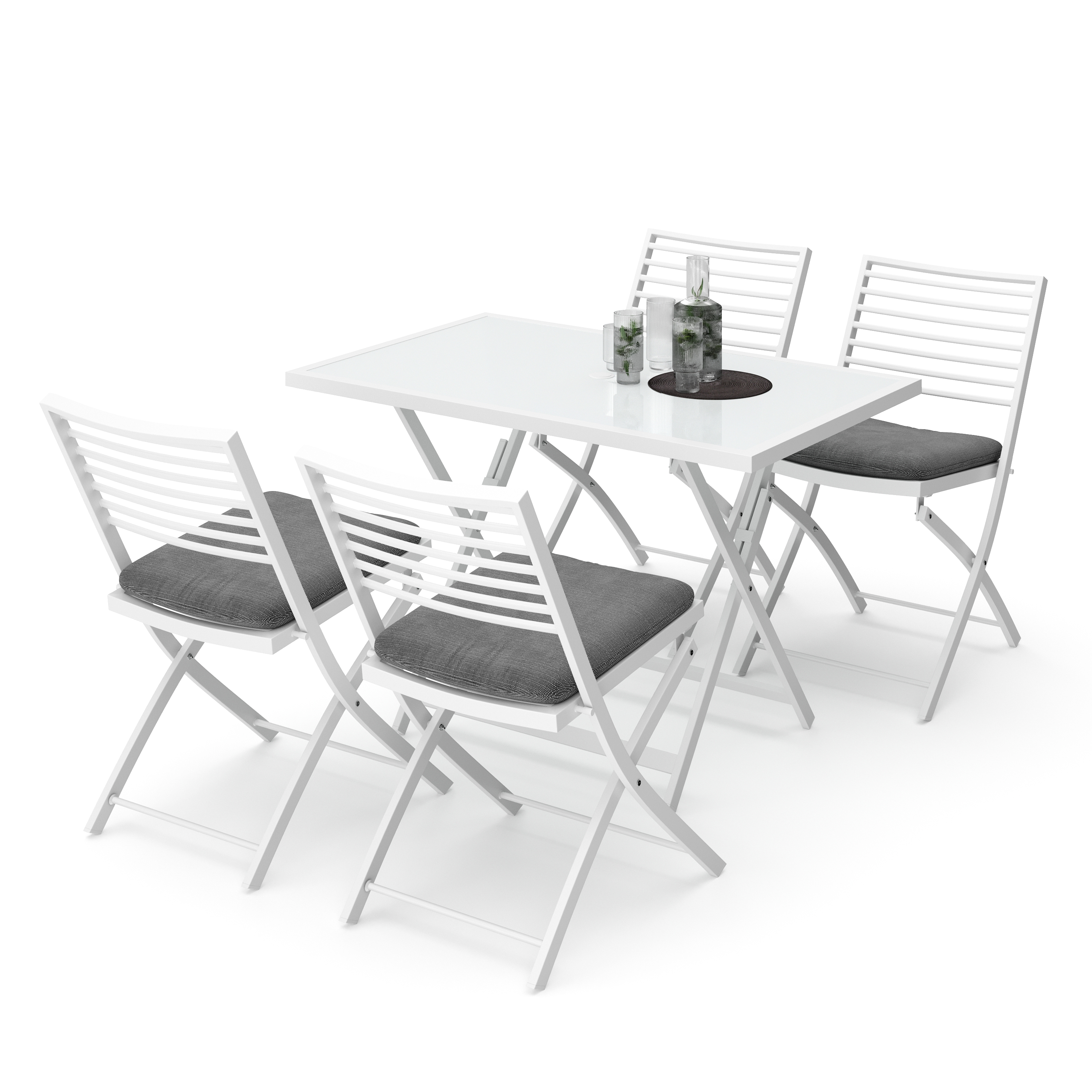 Gartenmöbel Set FABRICE mit Schirmloch weiss