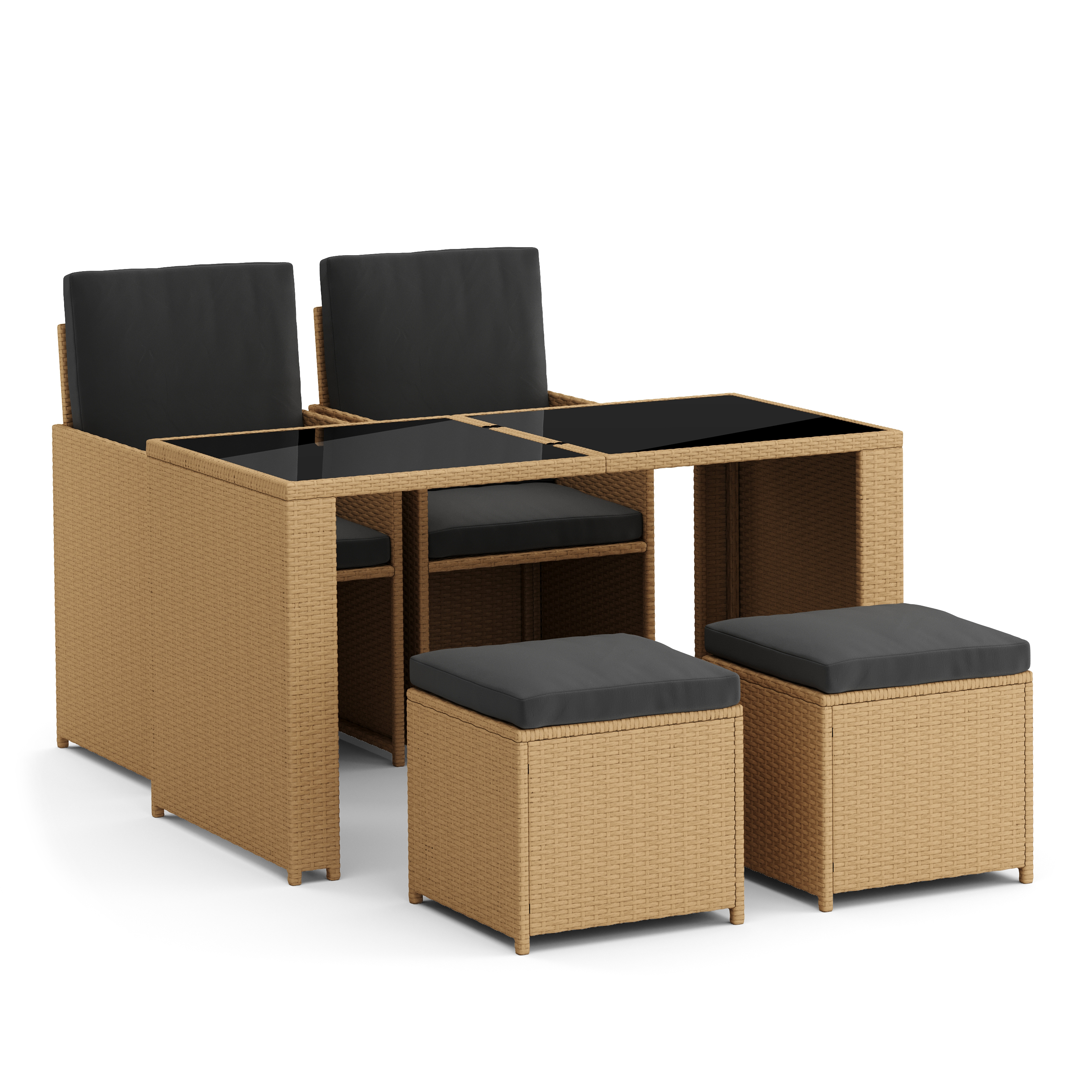 Rattangarnitur MANUEL hellbraun/anthrazit