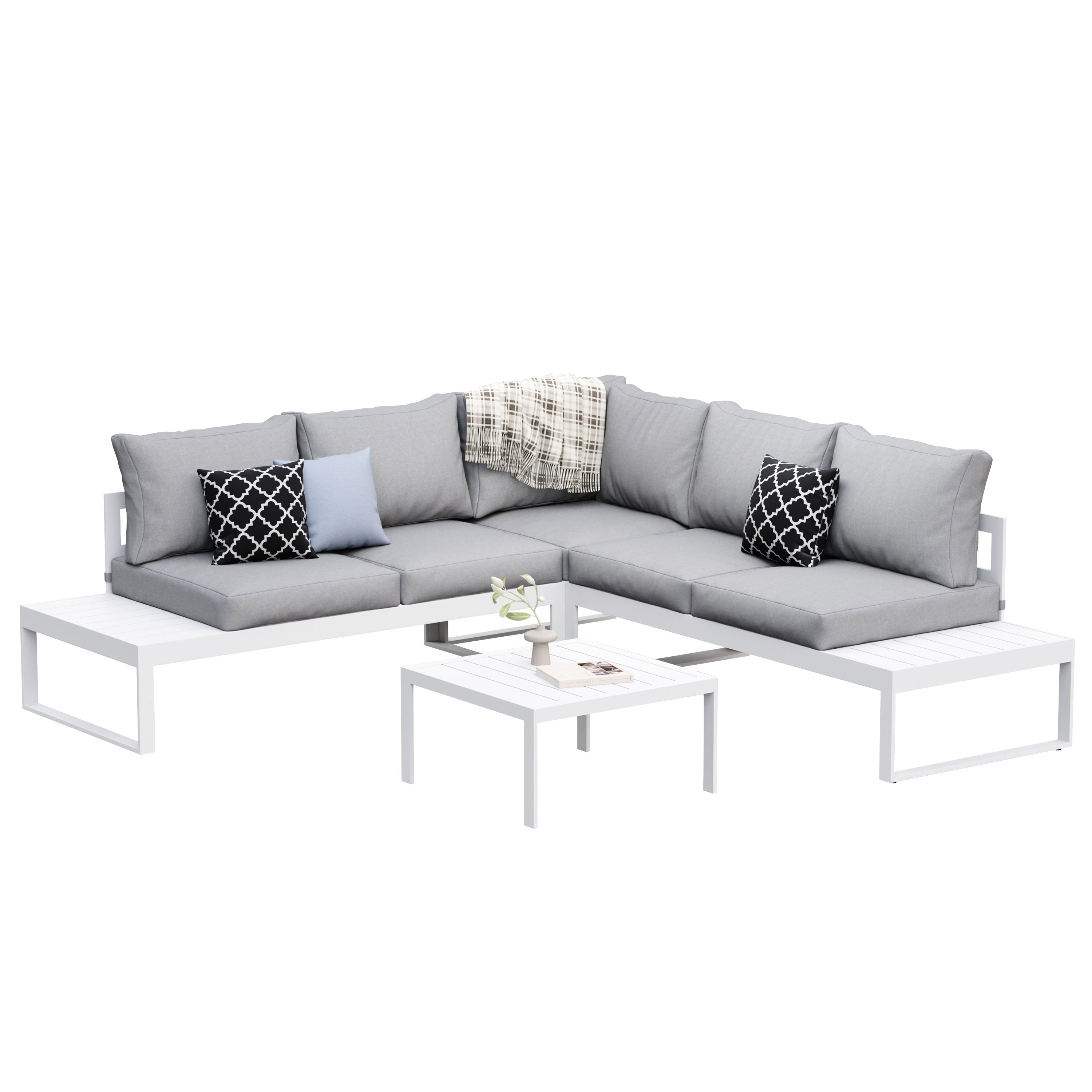 Lounge CAMILA hellgrau/weiss