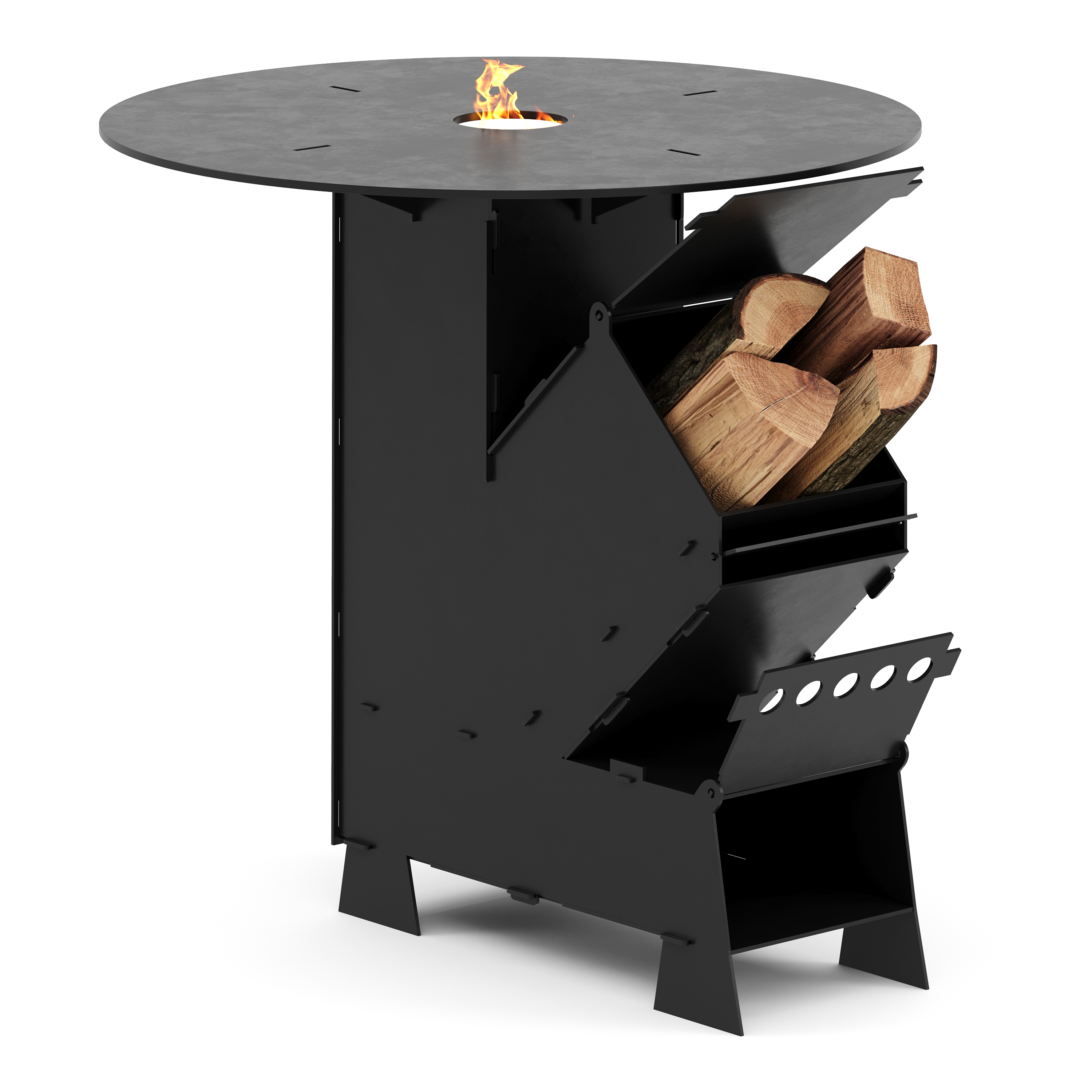 Raketenofen mit Grillplatte 34 x 15 x 53 cm