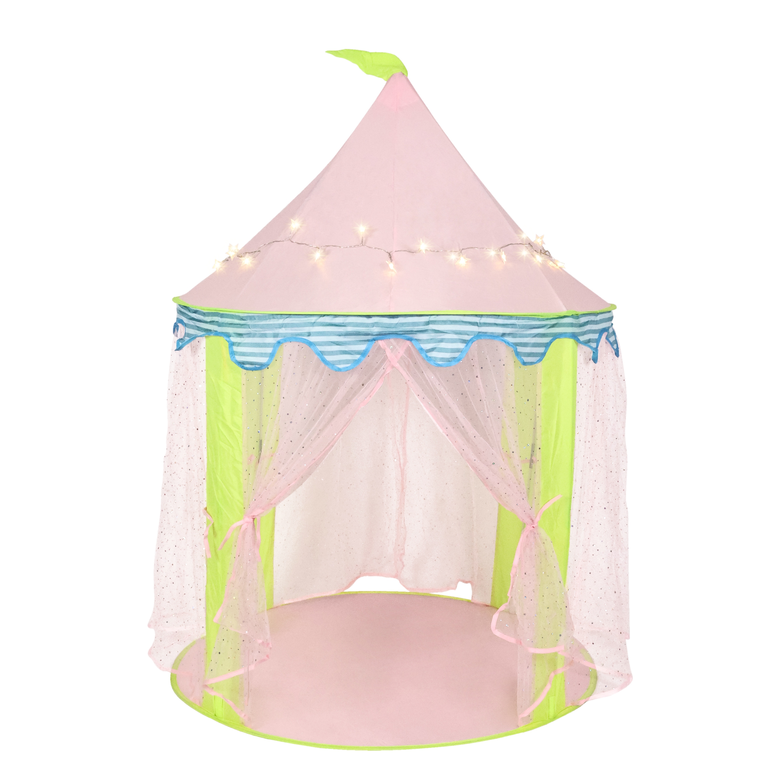 Spielzelt Schloss mit Lichterkette rosa