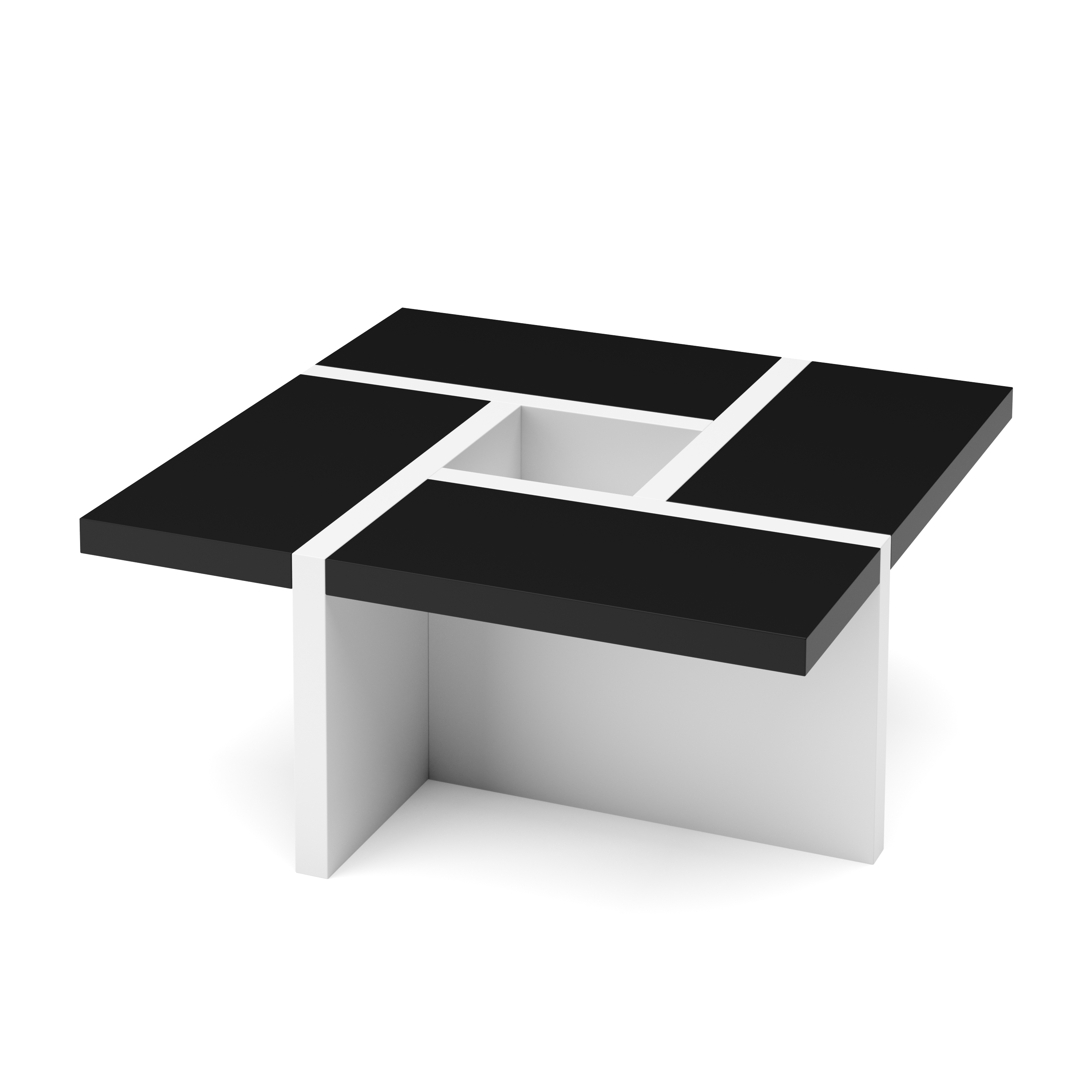 Image of Beistelltisch ZEBRA 80 x 80 x 35 cm schwarz/weiss