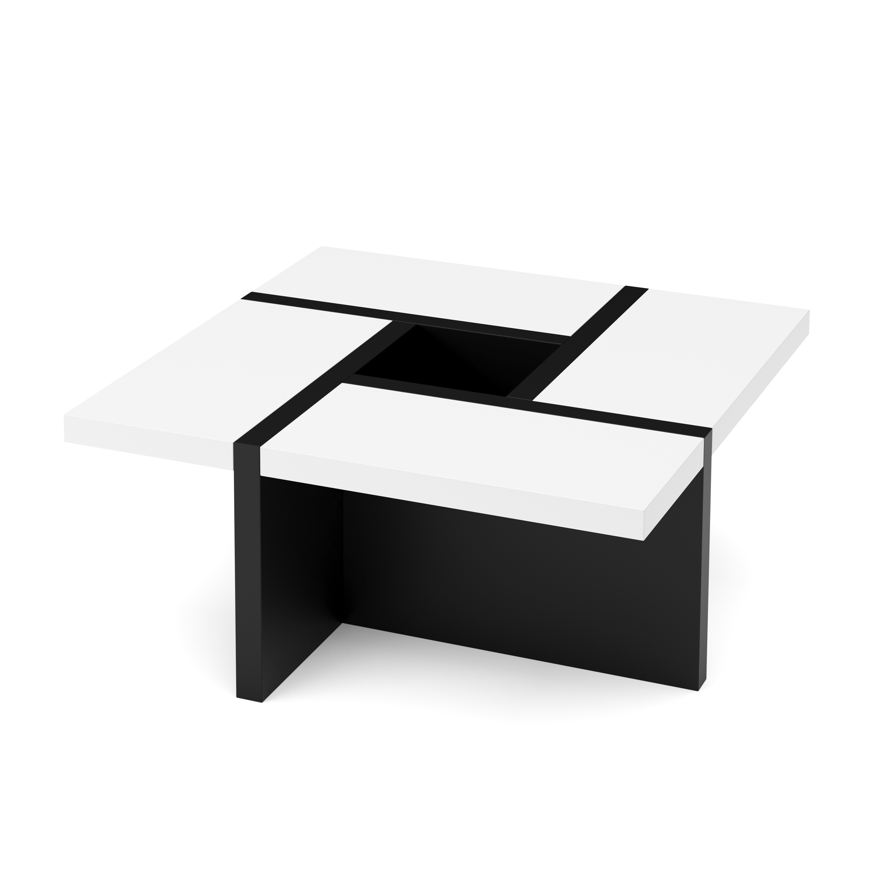 Beistelltisch ZEBRA 80 x 80 x 35 cm weiss/schwarz