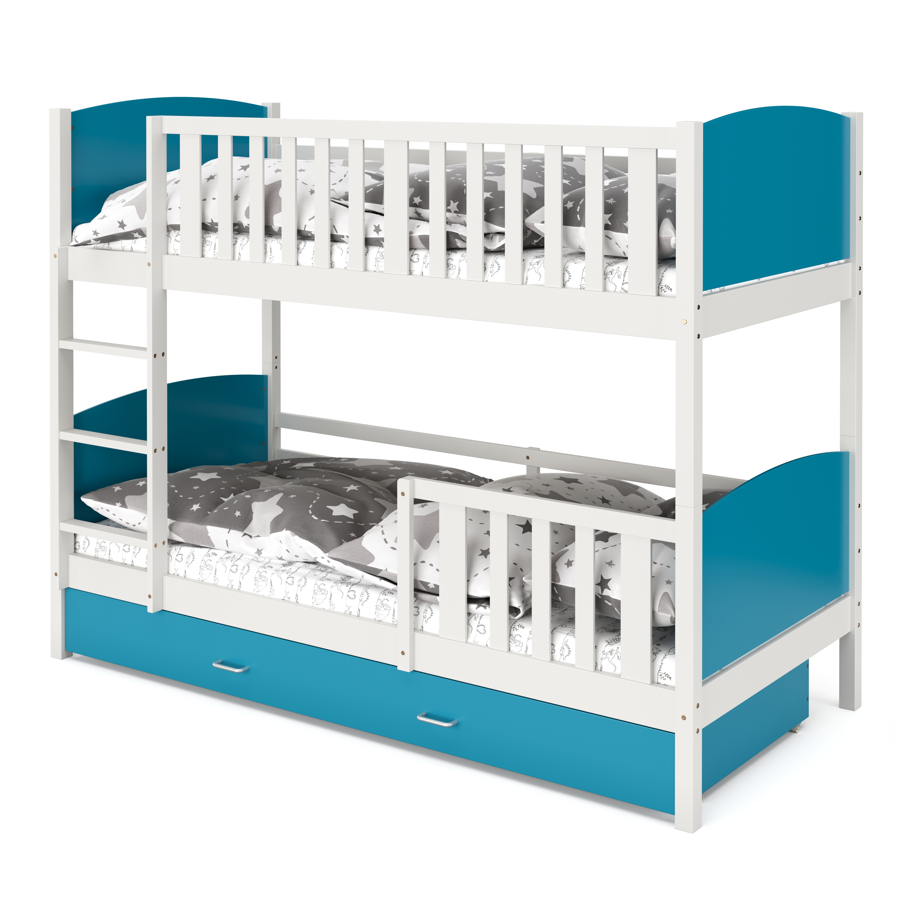 Etagenbett mit Stauraum JOHNNY 90 x 200 cm blau/weiss