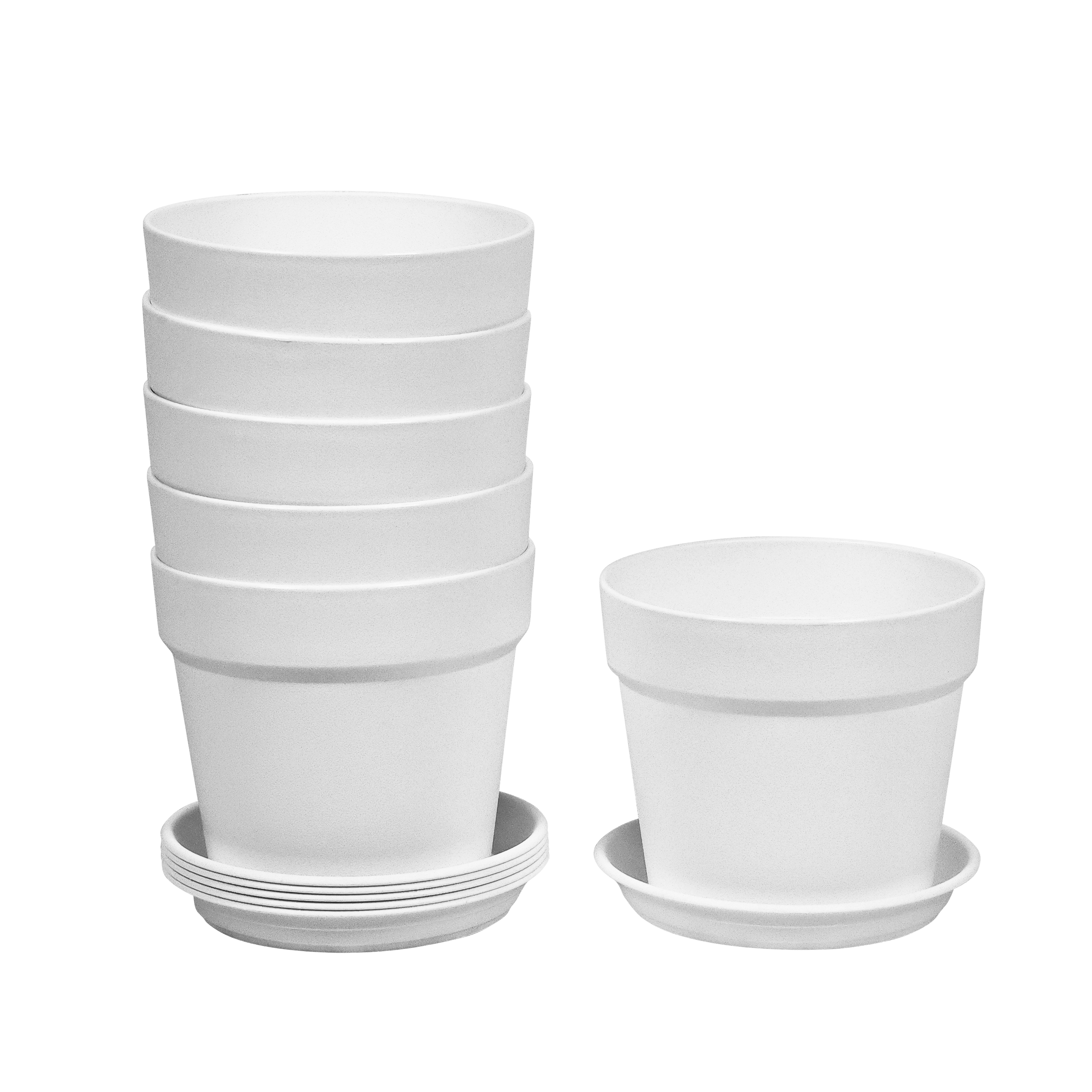 Blumentopf 16.5 cm 6er Set weiss