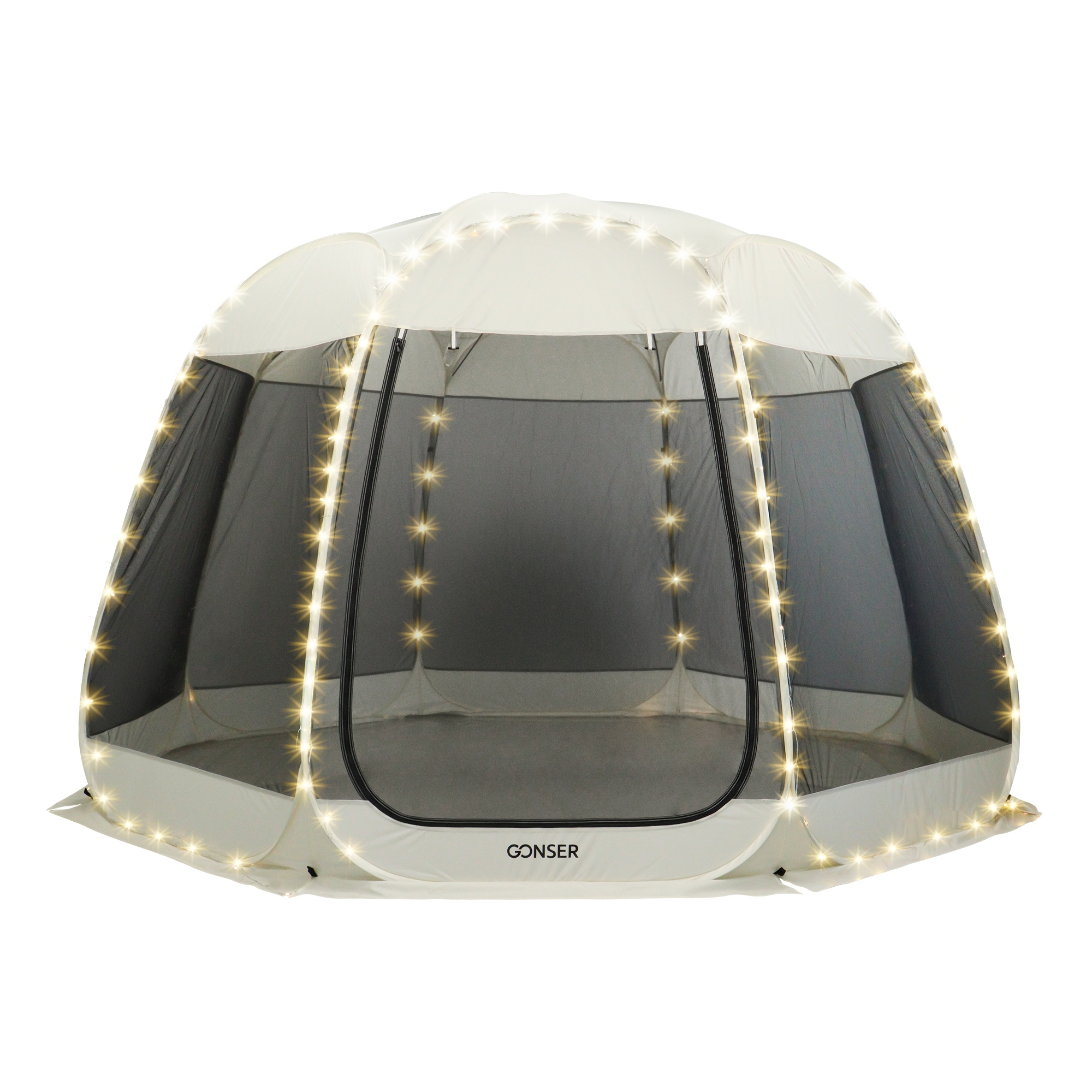 Pop-Up Pavillon LED 8-10 Personen 4 x 3 m transparent/schwarz