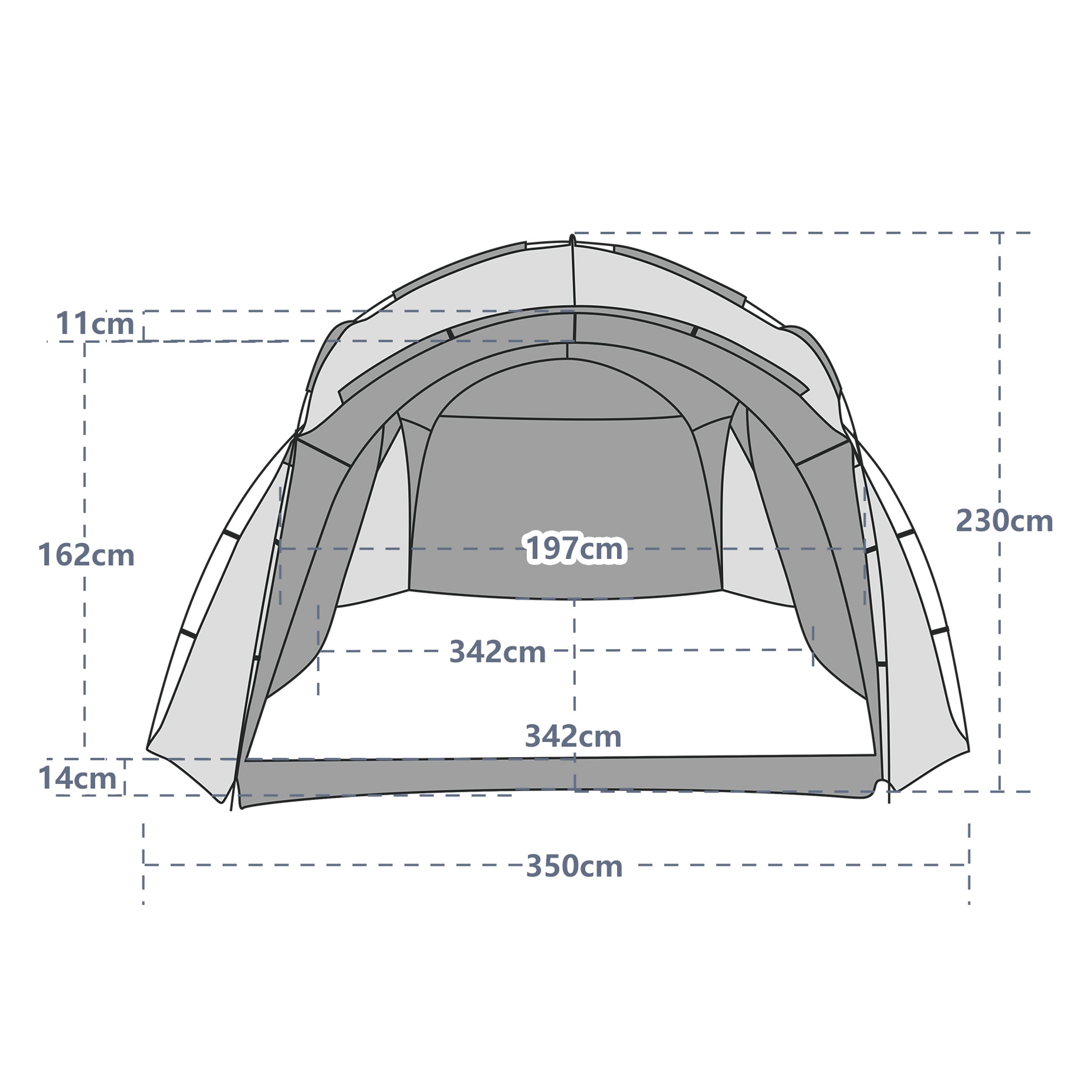 Pavillon LED KAYLA 3.5 x 3.5 m transparent/blau | GONSER.CH