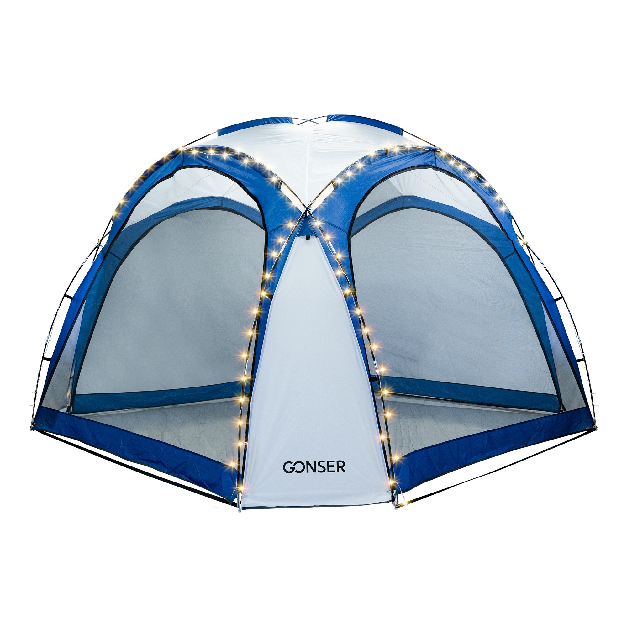 Pavillon LED KAYLA 3.5 x 3.5 m transparent/blau