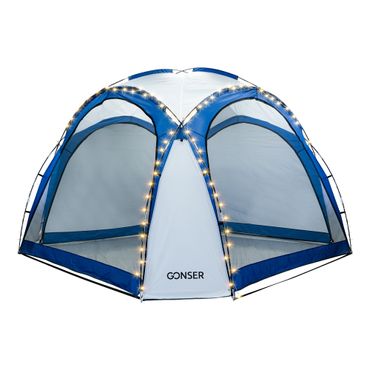 Pavillon LED KAYLA 3.5 x 3.5 m transparent/blau