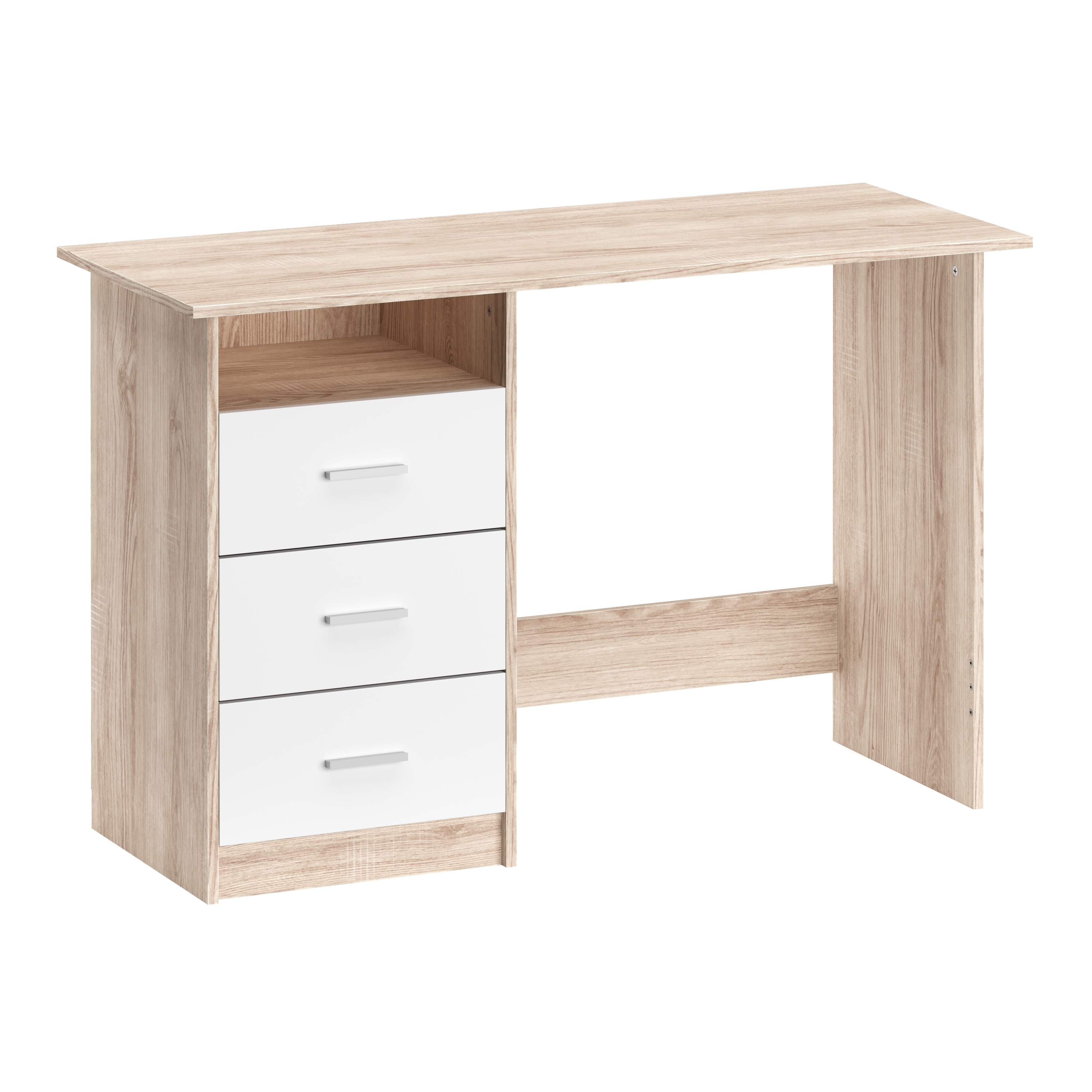 Schreibtisch CANOPUS mit Stauraum 120 x 48 x 77 cm hellbraun/weiss