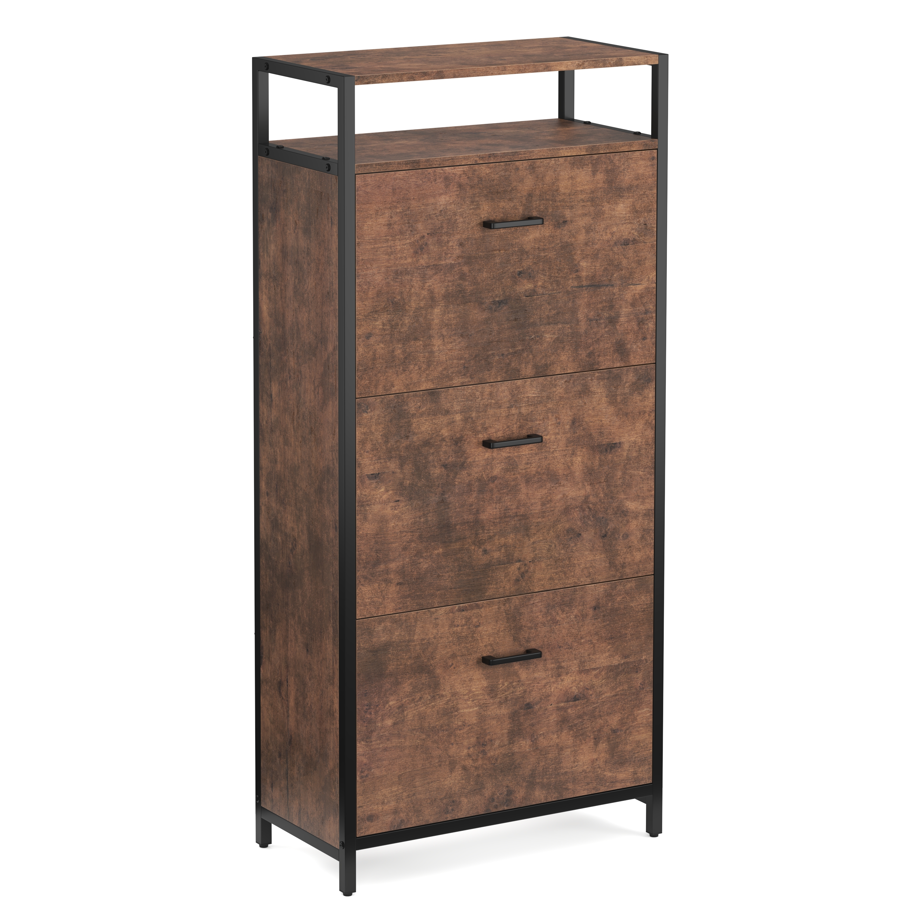 Schuhschrank mit 3 Kippfächer Vintage BONITA 60 x 130 cm