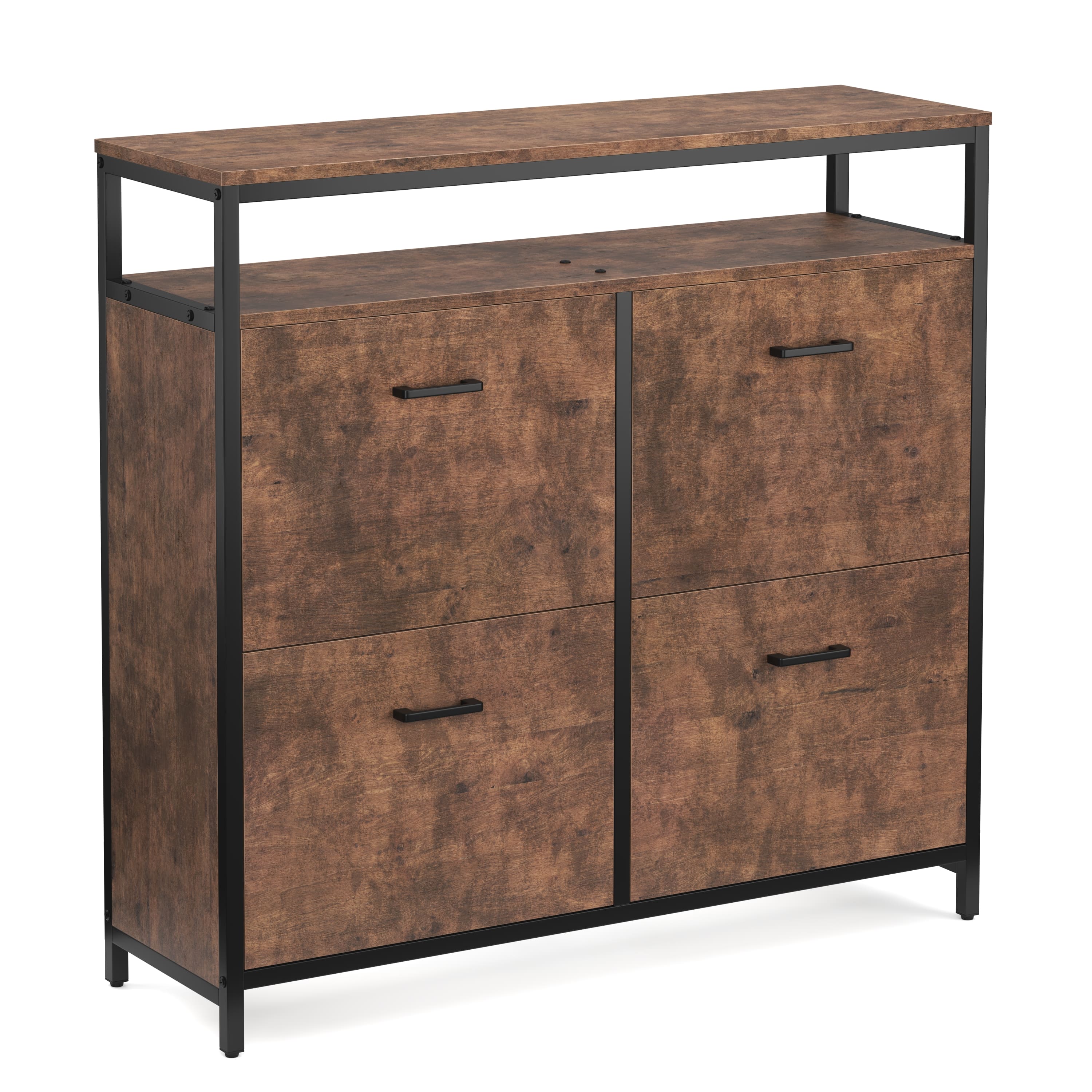 Schuhschrank mit 4 Kippfächer Vintage BONITA 98 x 95 cm