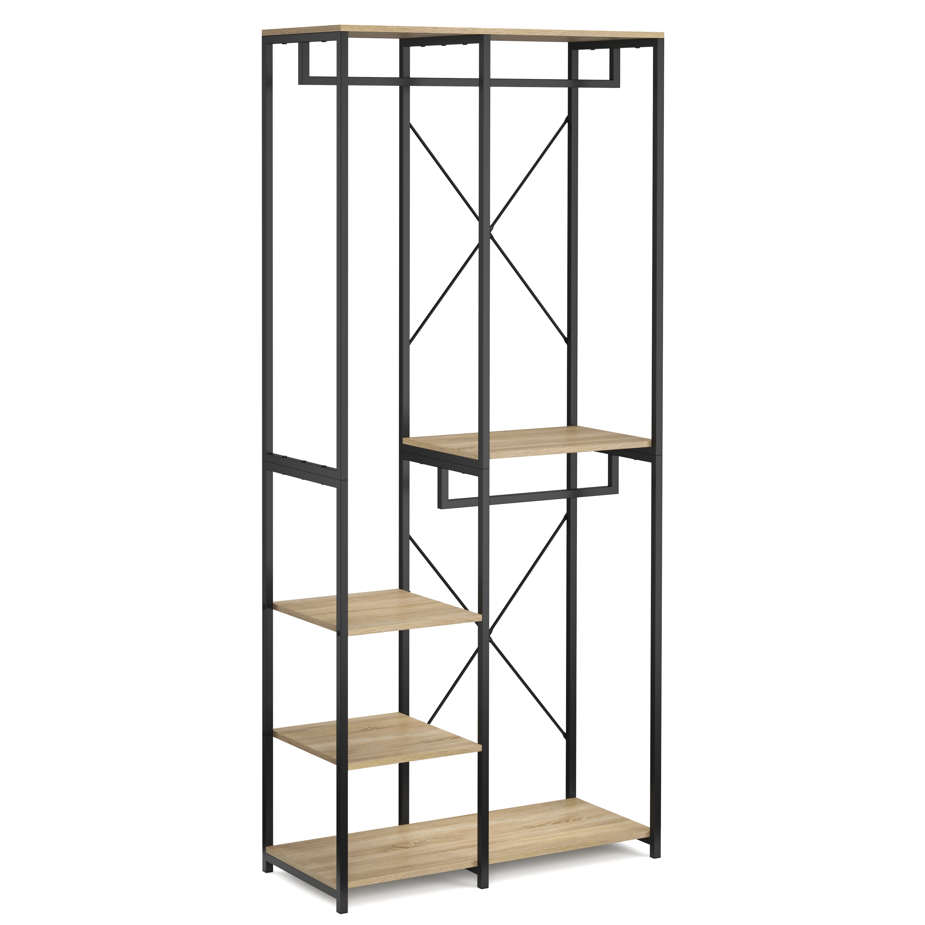 Garderobe Kleiderständer 90 x 204 cm braun/schwarz