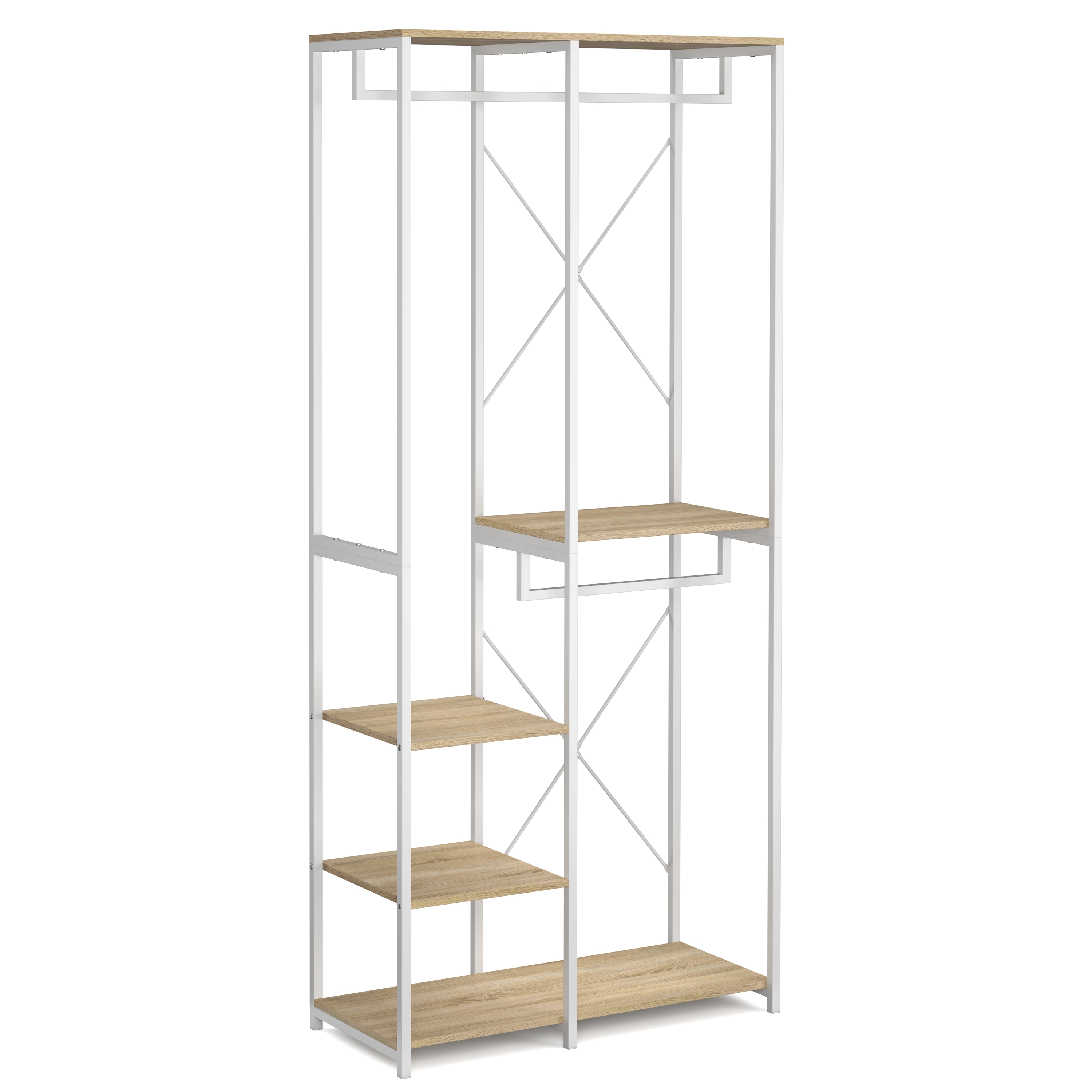 Garderobe Kleiderständer 90 x 204 cm braun/weiss