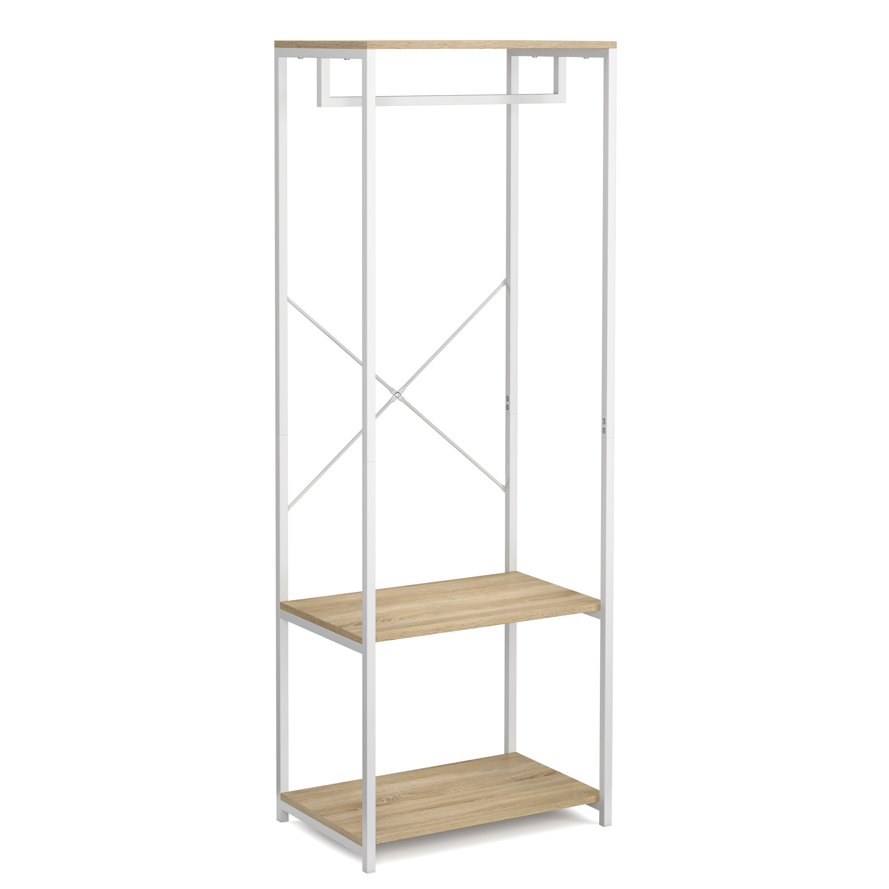 Garderobe Kleiderständer 60 x 167 cm braun/weiss