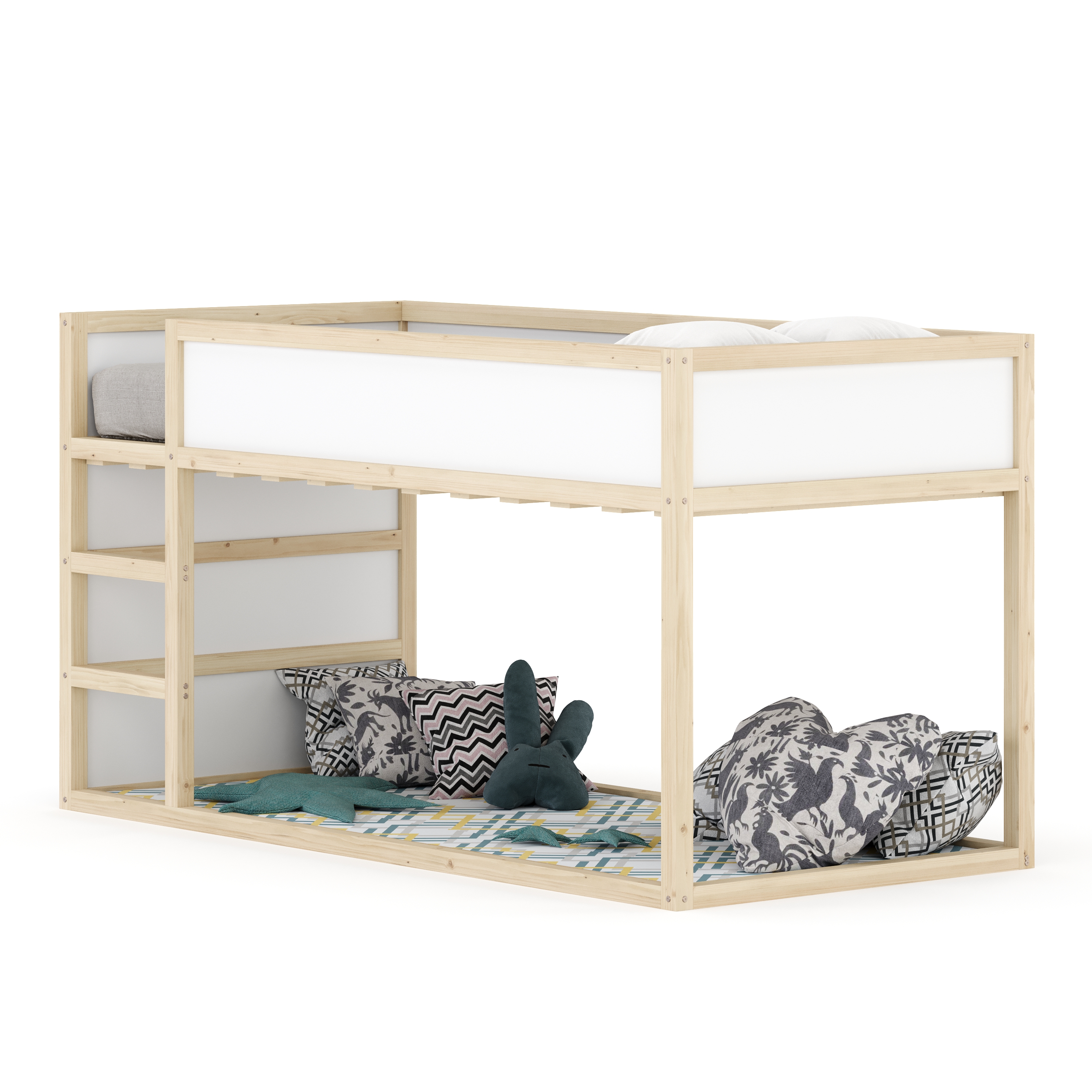 Kinderbett Hochbett BOSWIL 90 x 200 cm 2-in-1 natur/weiss