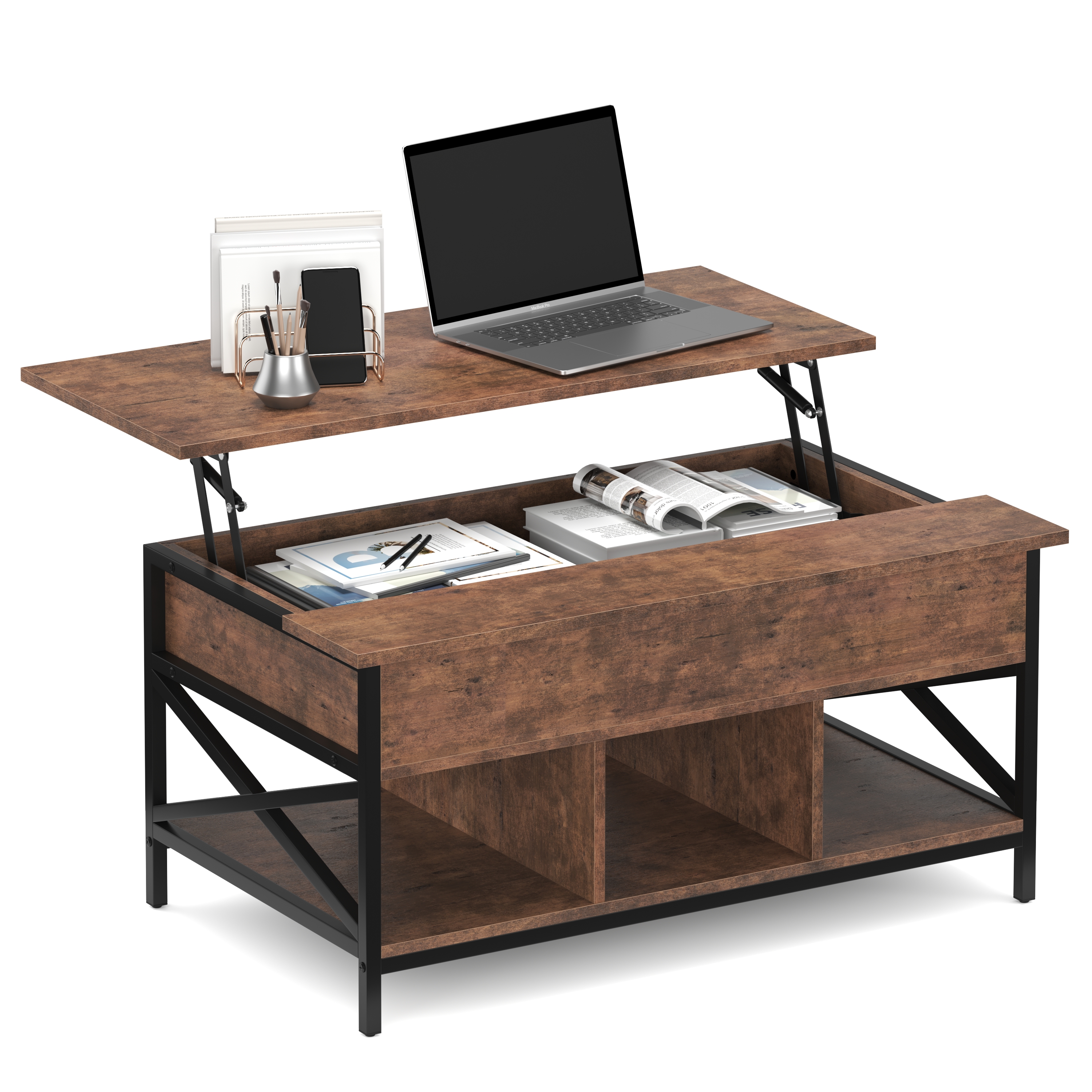 Beistelltisch Vintage BONITA mit Stauraum 100 x 60 x 48 – 62 cm