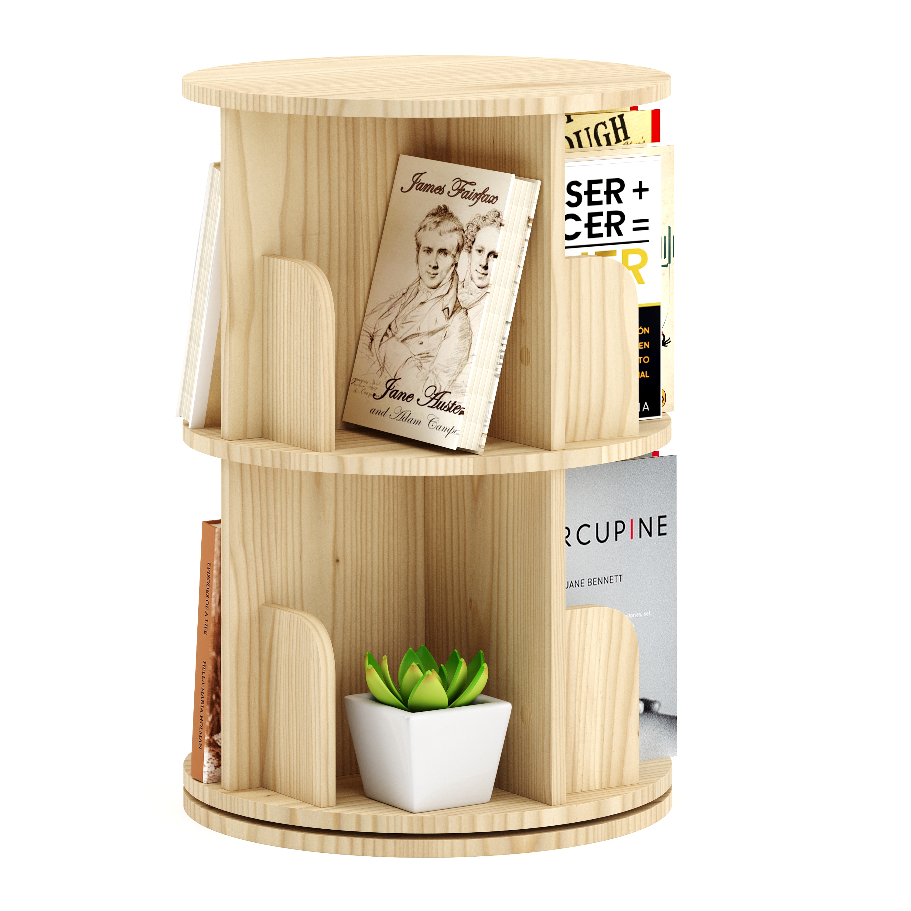 Bücherregal Drehregal VEDA mit 2 Ebenen 44 x 65 cm natur