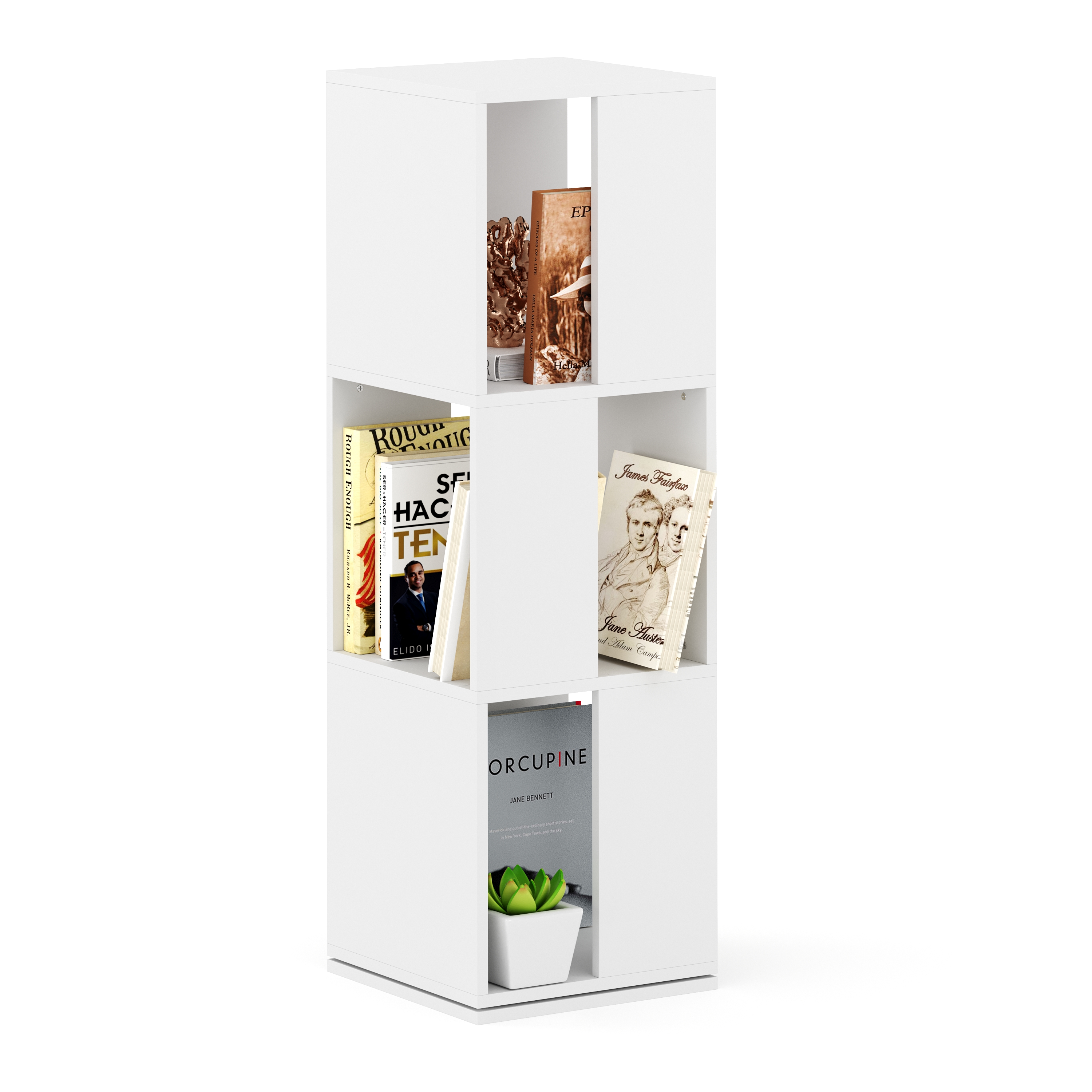 Bücherregal Drehregal JOAN mit 3 Fächer 34 x 109 cm weiss