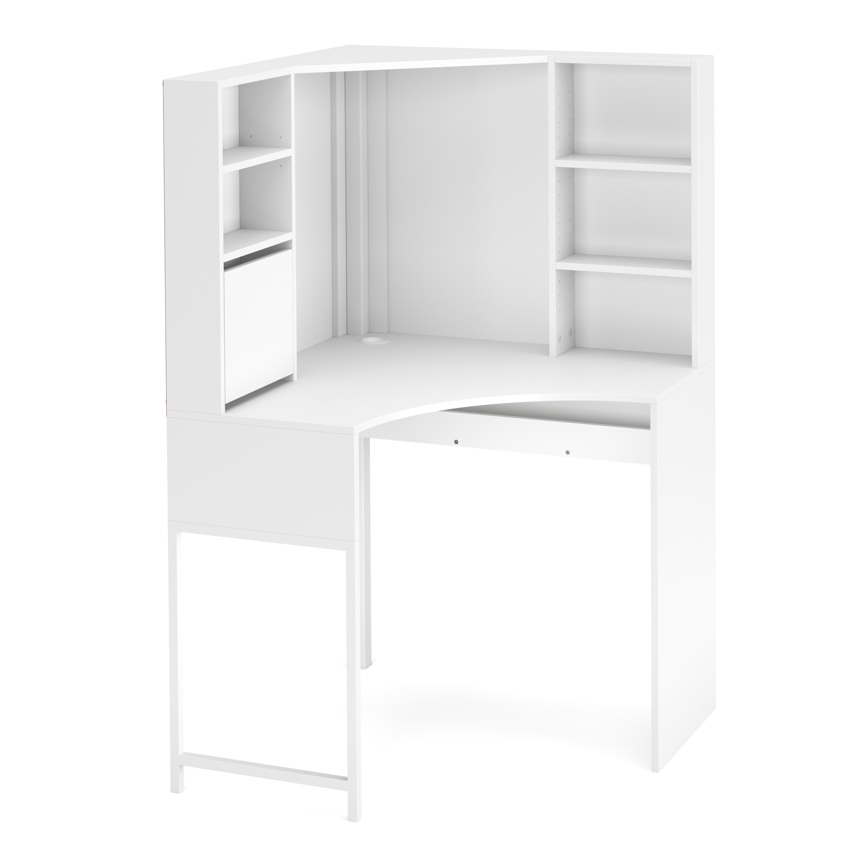 Eckschreibtisch EMIL mit Regal 85 x 85 x 142 cm weiss