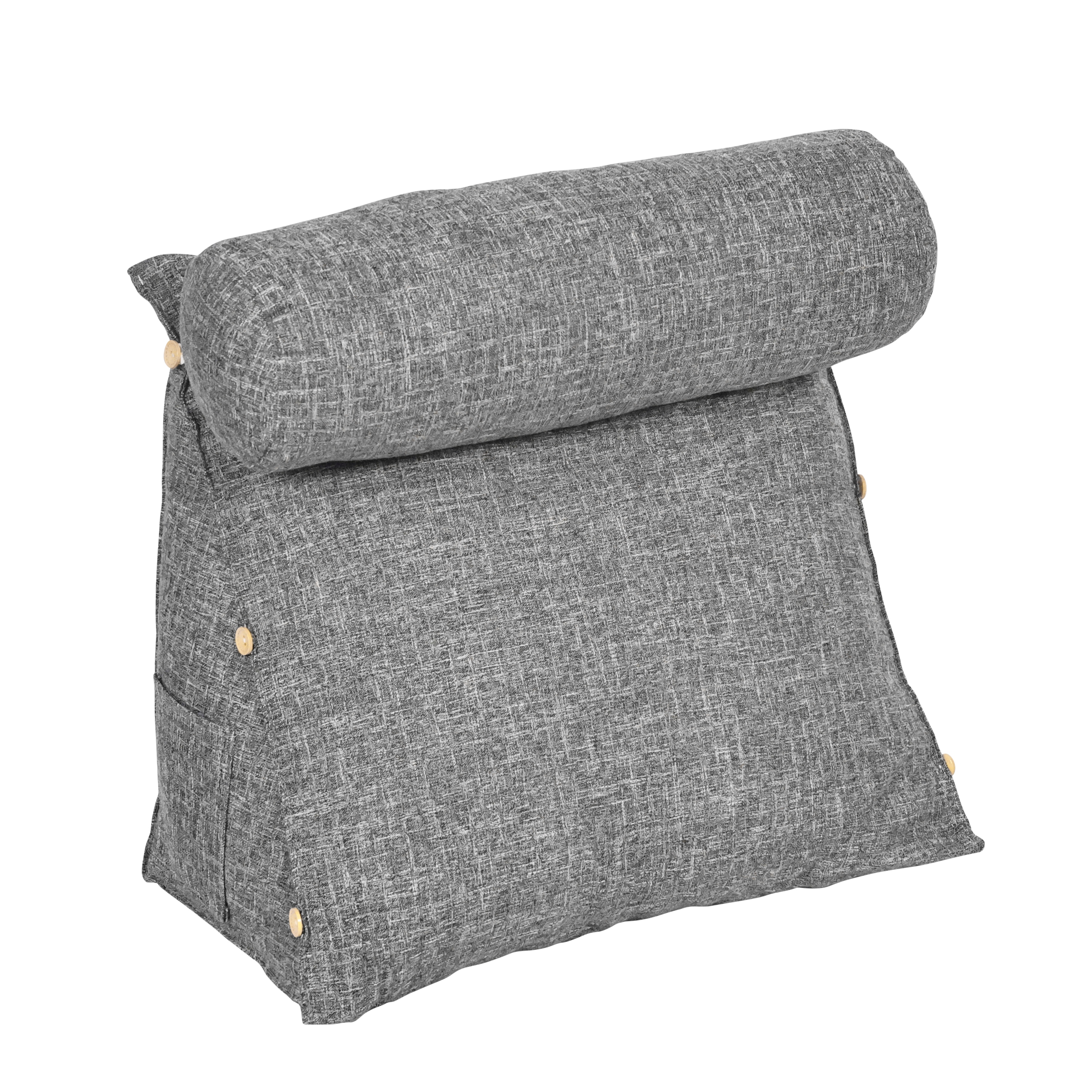 Rückenkissen mit Nackenrolle grau