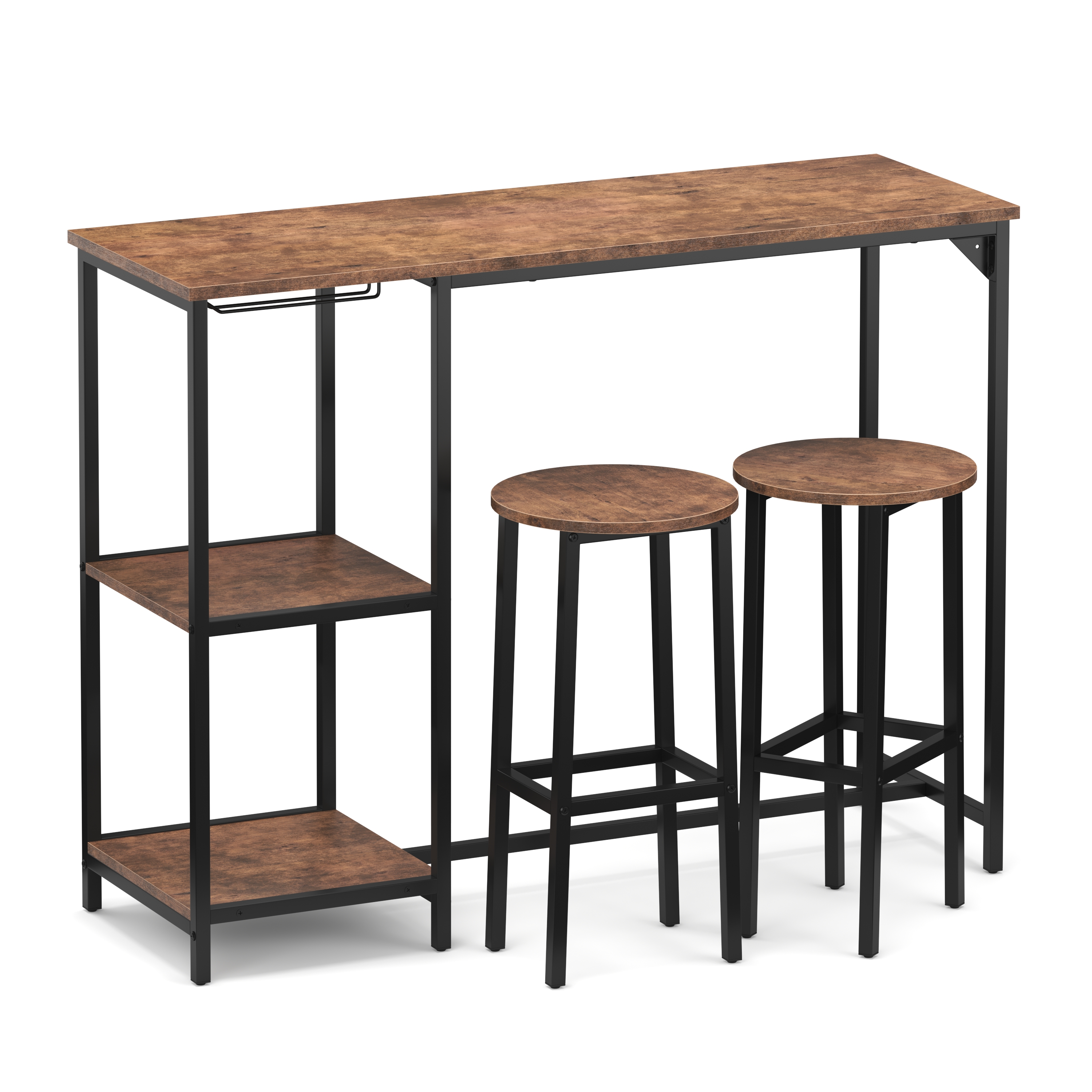 HOMCOM Table De Bar Avec Tabouret De Bar, Set De 3 Tables